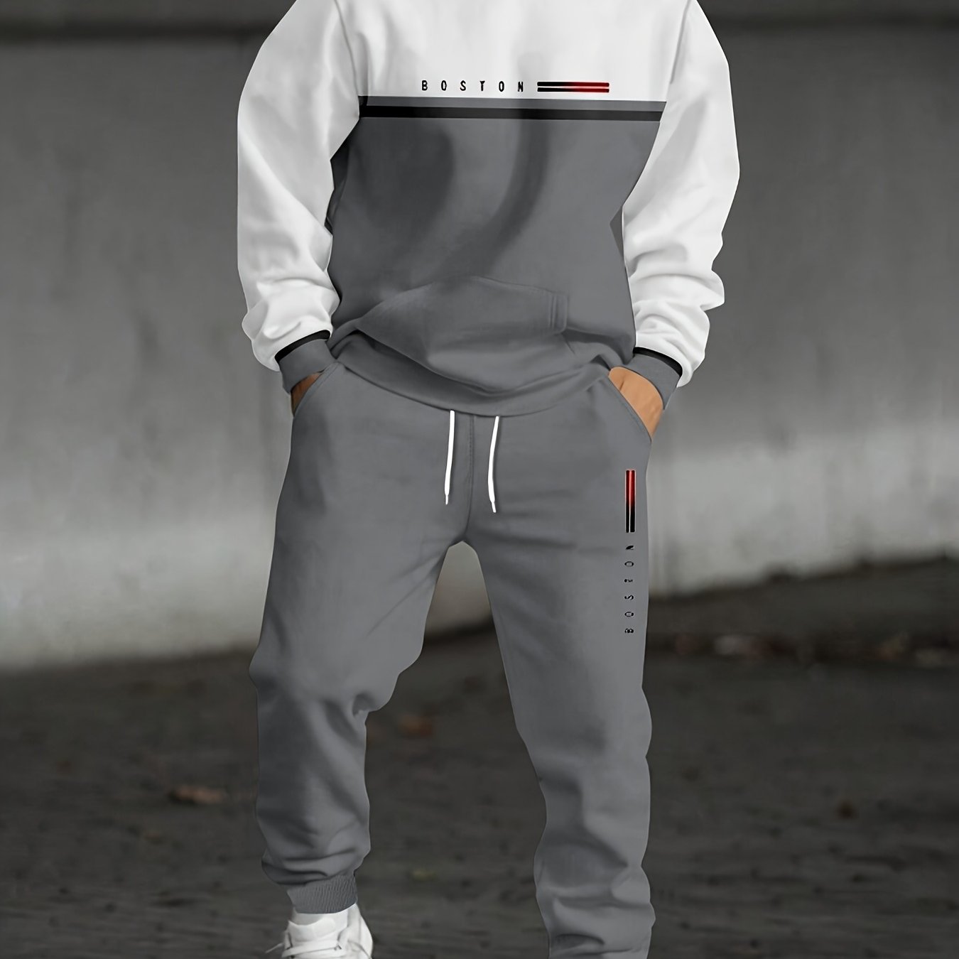 E-shop Herren Print Kapuzenpullover und Jogginghose 2er Set