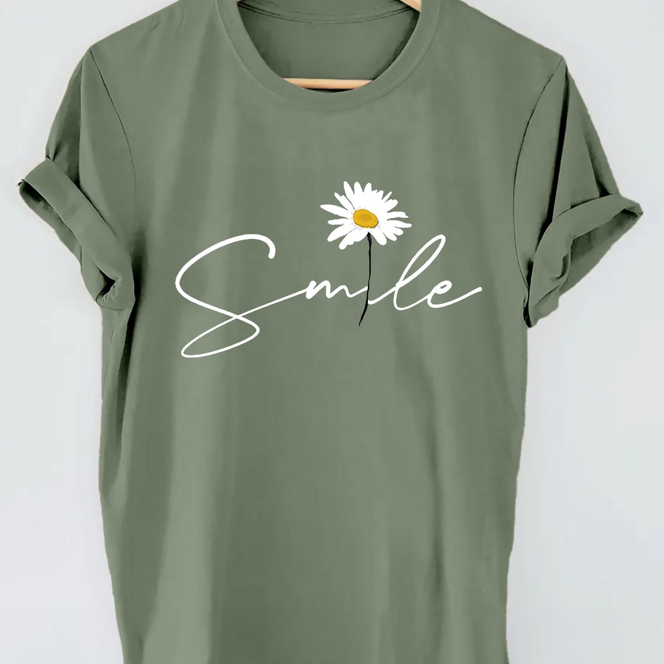 Flower Graphic Print T-shirt, Short Sleeve Crew Neck Casual Top For Summer And Spring, Women's Clothing