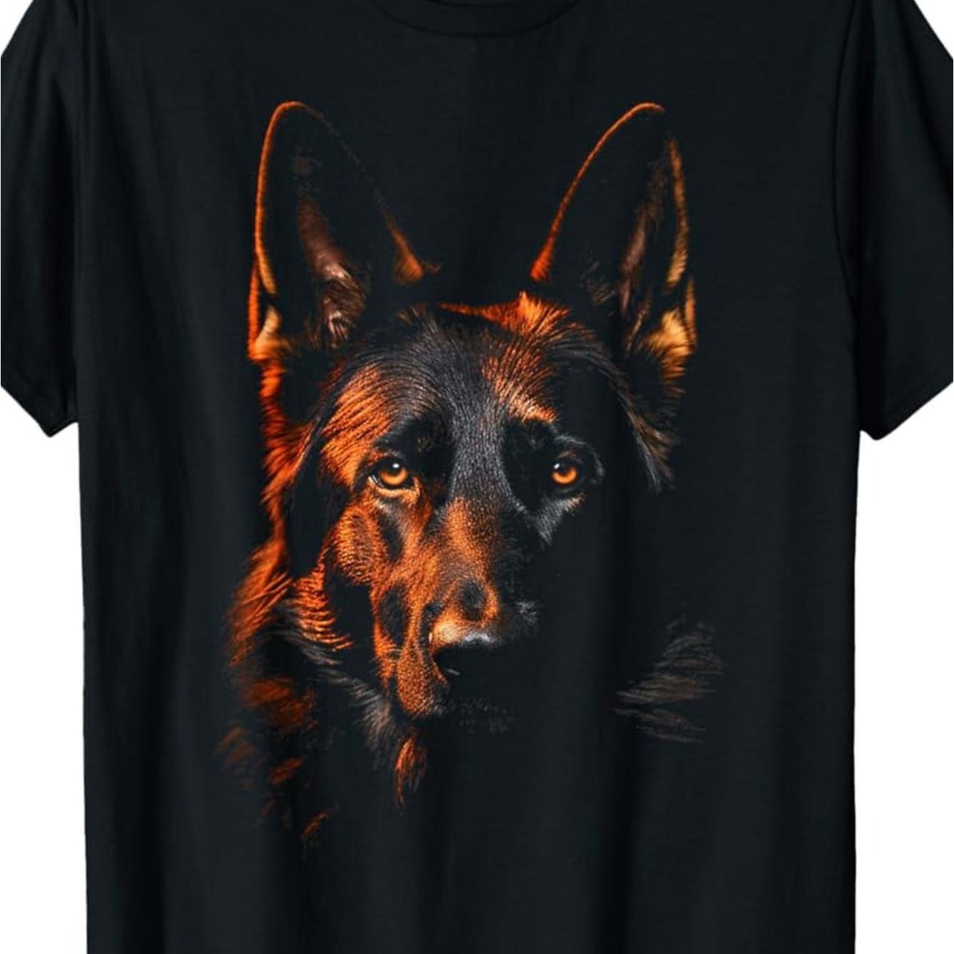 Image of Men's German Shepherd Graphic T-shirt - 180g Cotton, Vintage-inspired Dog Illustration, Short Sleeve, Round Neck - Ideal For Training Printed Shirts