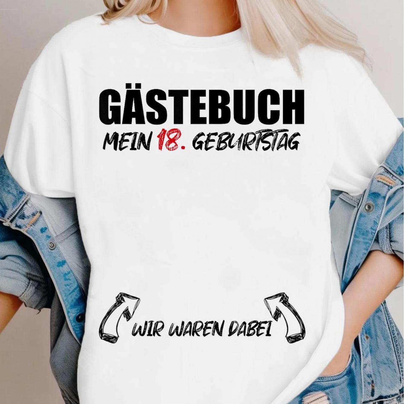 Suitable For My 18th Birthday Signature Guest Book T Shirt Panel Casual Round Neck Party Outfit Machine Washable Attire 180g