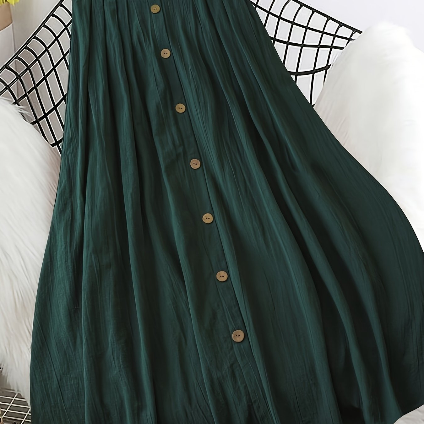 TEMU Women' A-line Half Skirt Button Dress Casual Long Dress