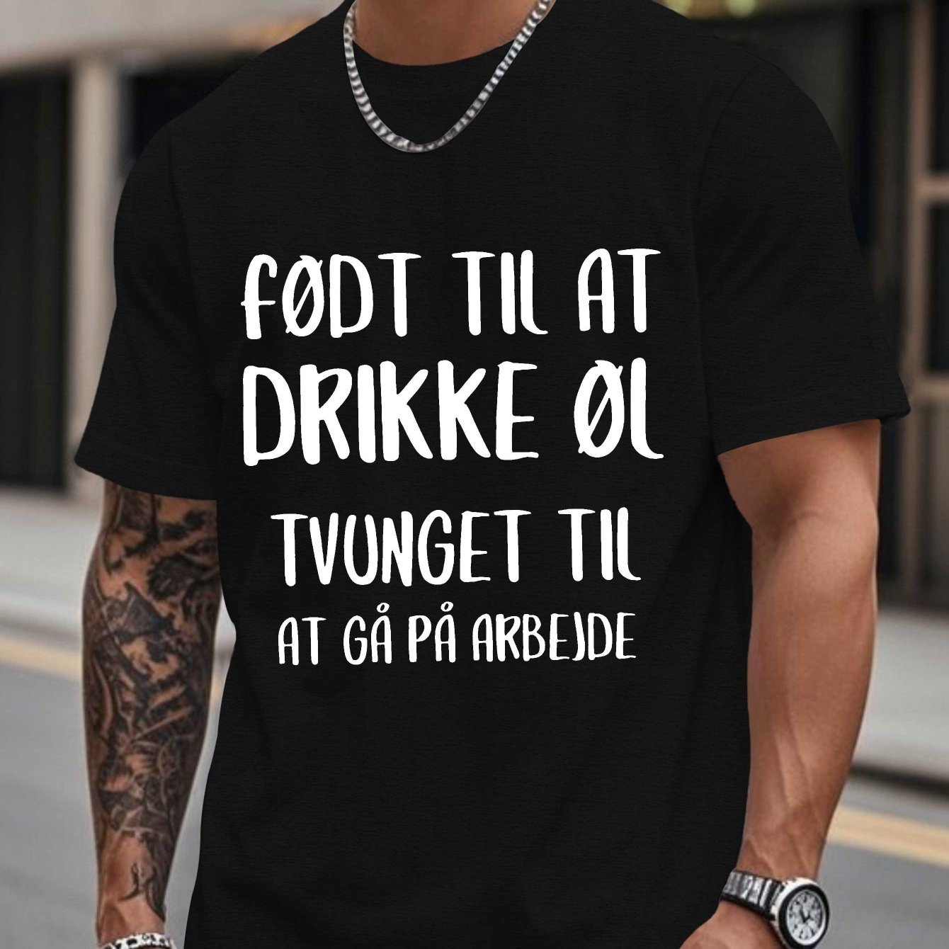 TEMU Funny Danish Men's Short Sleeve T-shirt Summer T-shirt Top