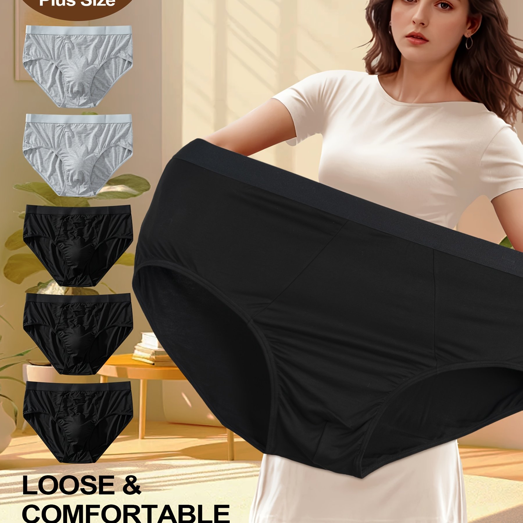 TEMU 5pcs Extra High-waisted, Extra Wide, Extra Large Comfortable Modal Men's Plus Size Briefs, Plus Size