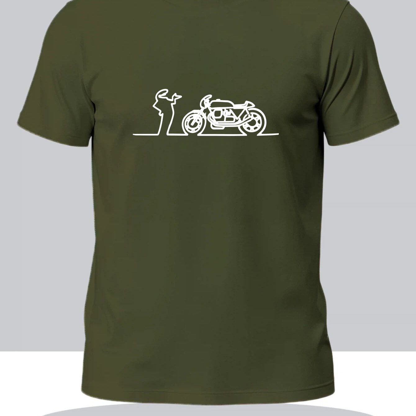 TEMU Men's T-shirt Motorcycle And Silhouette Pattern Print Round Neck Comfortable Quick-dry Breathable Fashionable Sport