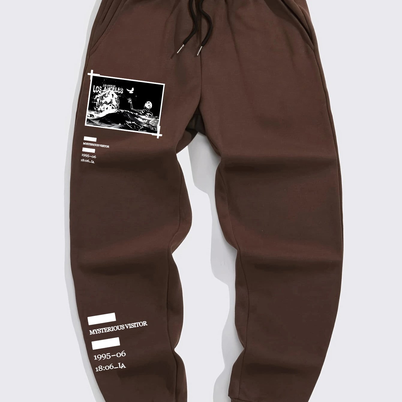TEMU Joggers Décontractés pour Hommes avec Imprimé & Lune - Cordon de Serrage, Tissu Extensible, Parfaits pour /Hiver