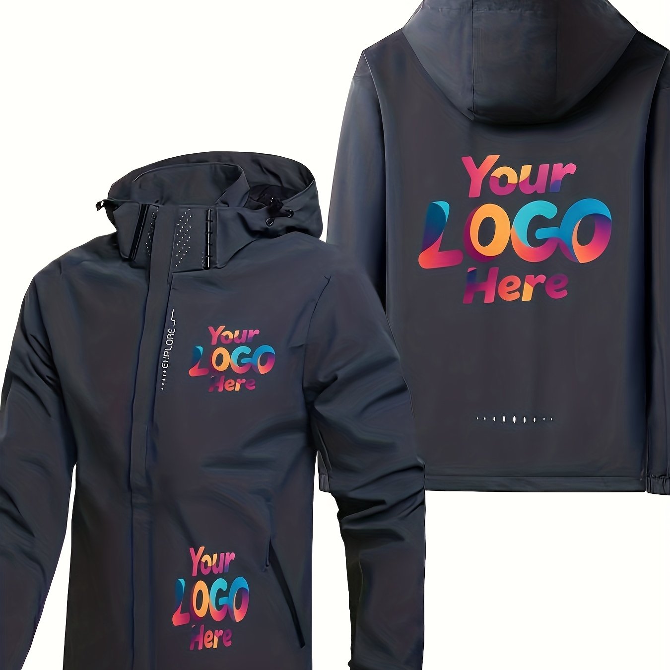 TEMU Custom Windbreaker Jacket - Add /text/pattern - Autumn/winter Outdoor Sportswear Suitable For Work, Events, Team Building - Sweatshirt Jacket,