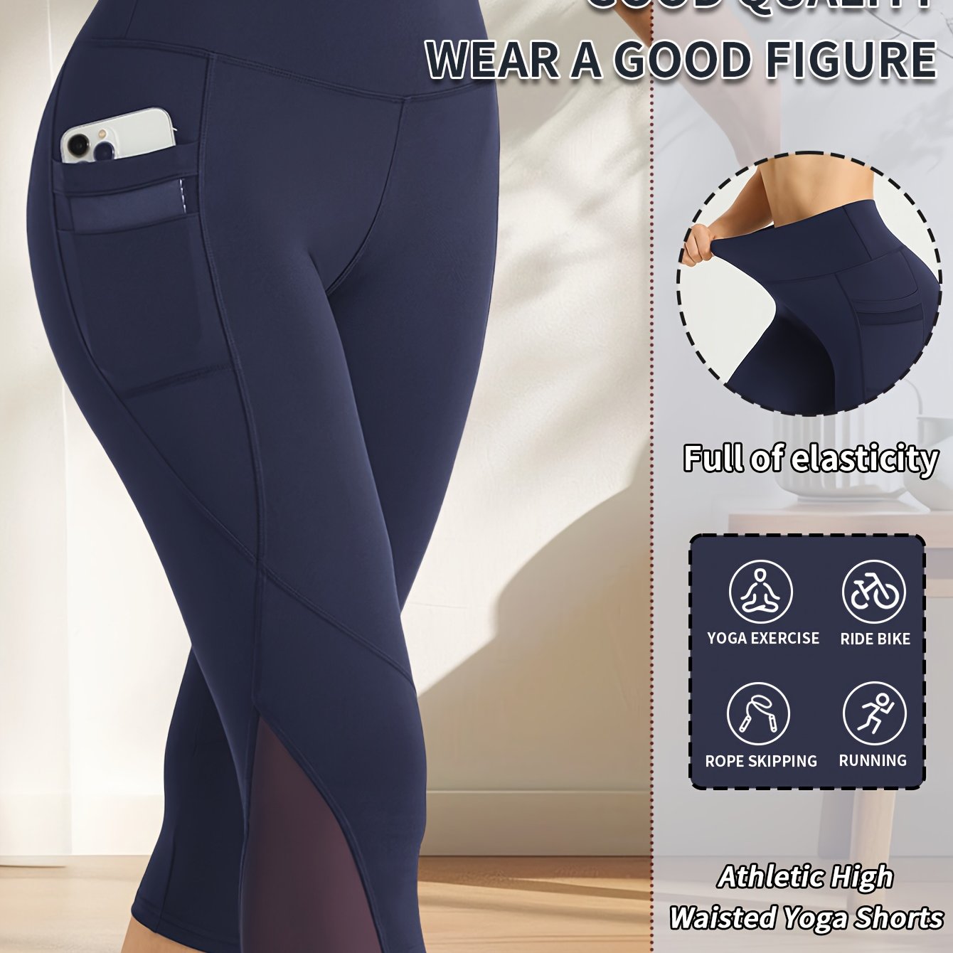Image of New Women's Trendy Yoga Shorts, High-waisted Outdoor Pants, Tummy Control Lifting Tight Leggings, Comfortable Breathable Sweat-absorbing Shorts