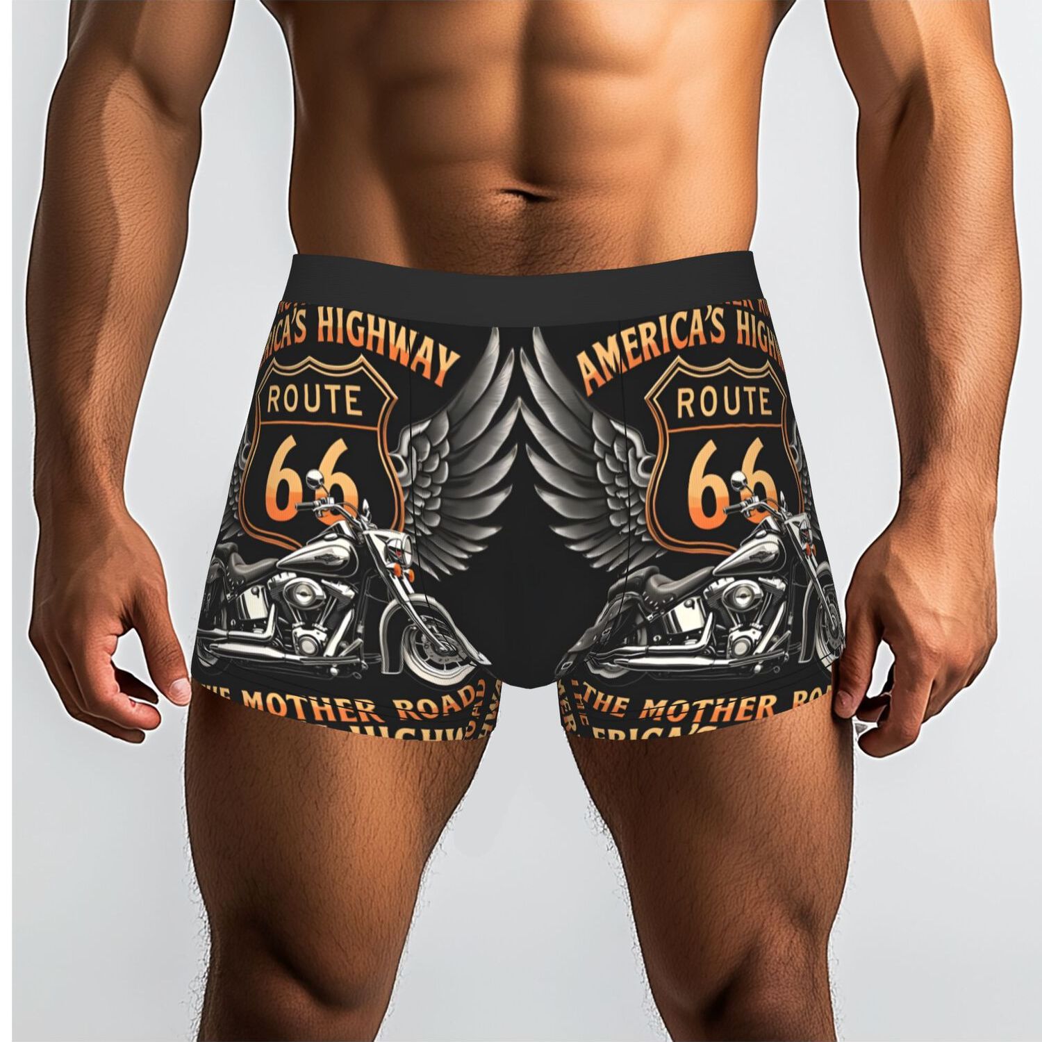 TEMU 1pc Highway The Mother Road Underpants Homme Panties For Man Underwear Shorts Boxer Briefs