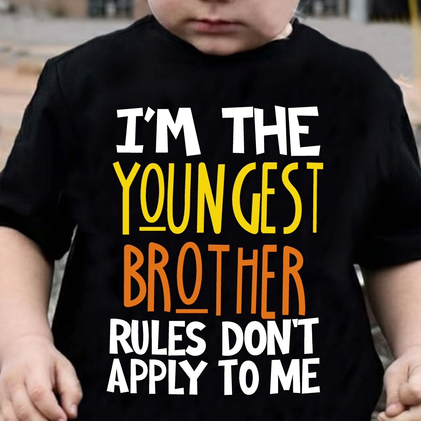 TEMU Boys' I'm The Brother Letter Print Stylish Casual Round Neck T-shirt