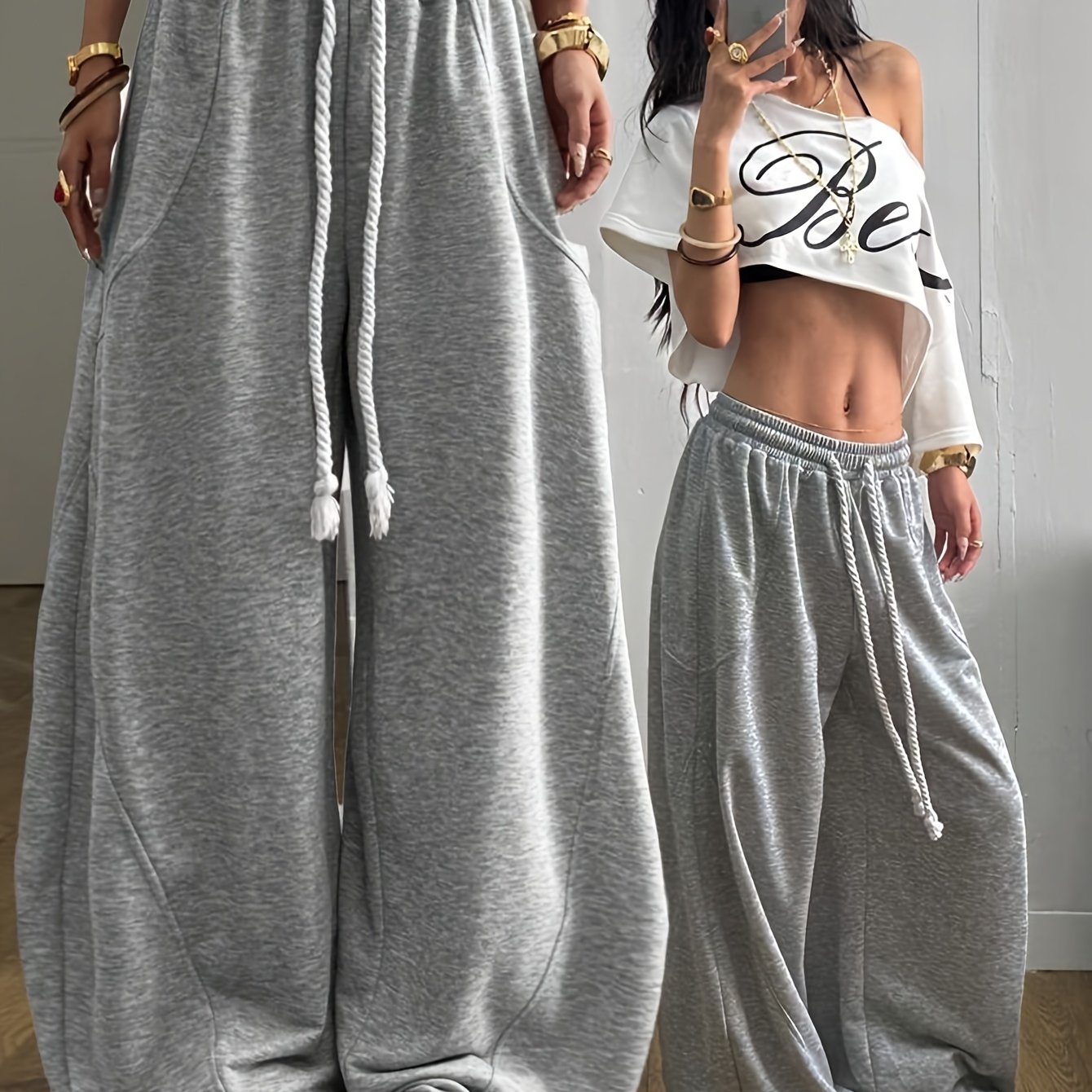 E-shop Modische, bequeme vielseitige Freizeit-Jogginghose für Damen mit Kordelzug lockerem Design für alle Jahreszeiten