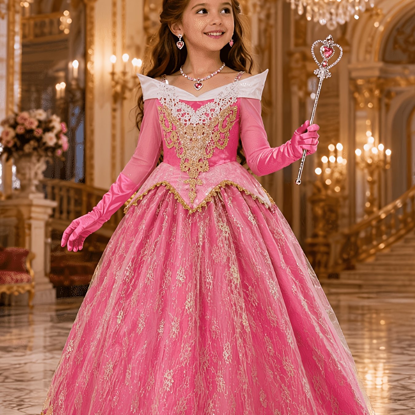 TEMU Uhnicea Girl's Pink Princess For Halloween Role-playing Party
