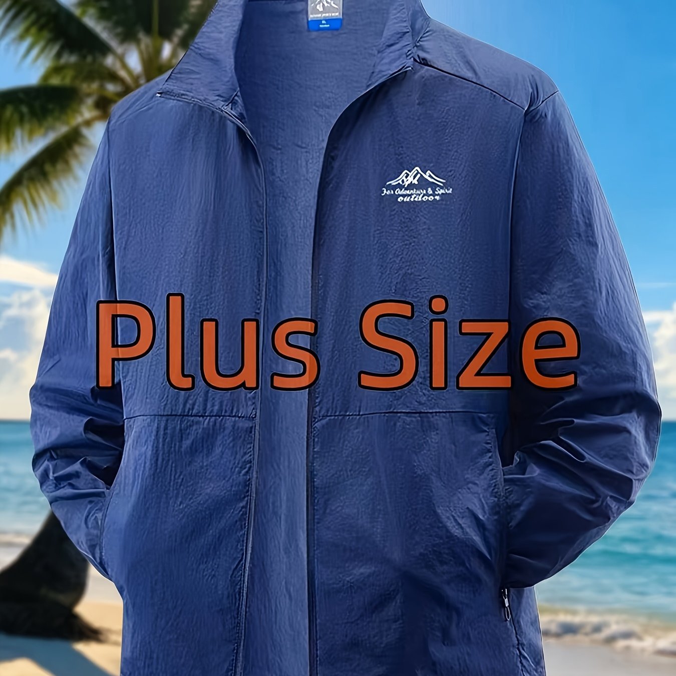 TEMU Men's Plus Size Ultra-thin Jacket For Summer, Lightweight Windproof Quick- Coat, Thin And Breathable Multi- For Outdoor Activities, Fishing,