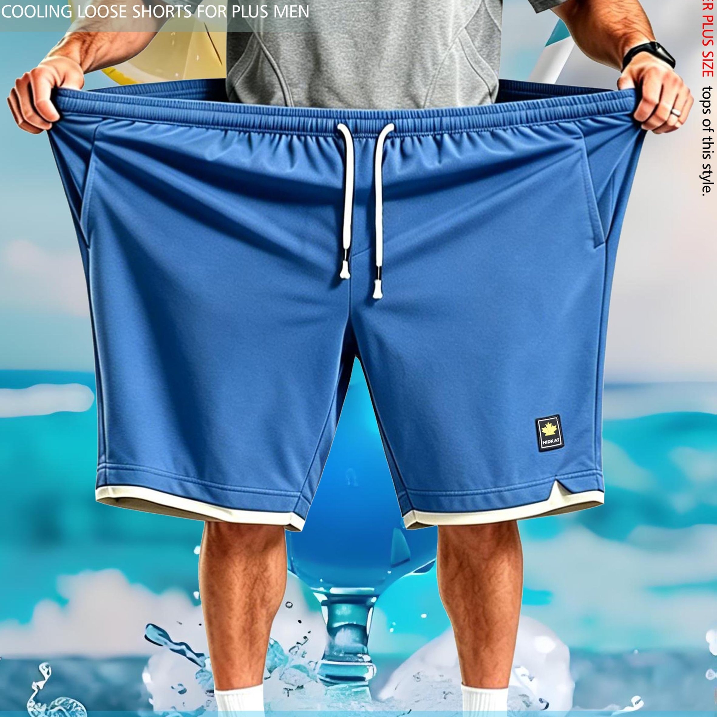 TEMU Men's Plus Size Casual Shorts (2xl-9xl), Summer Loose Fit Breathable Knee-length Sports Pants, Extra Wide & Extra Large For Big & Tall Men,