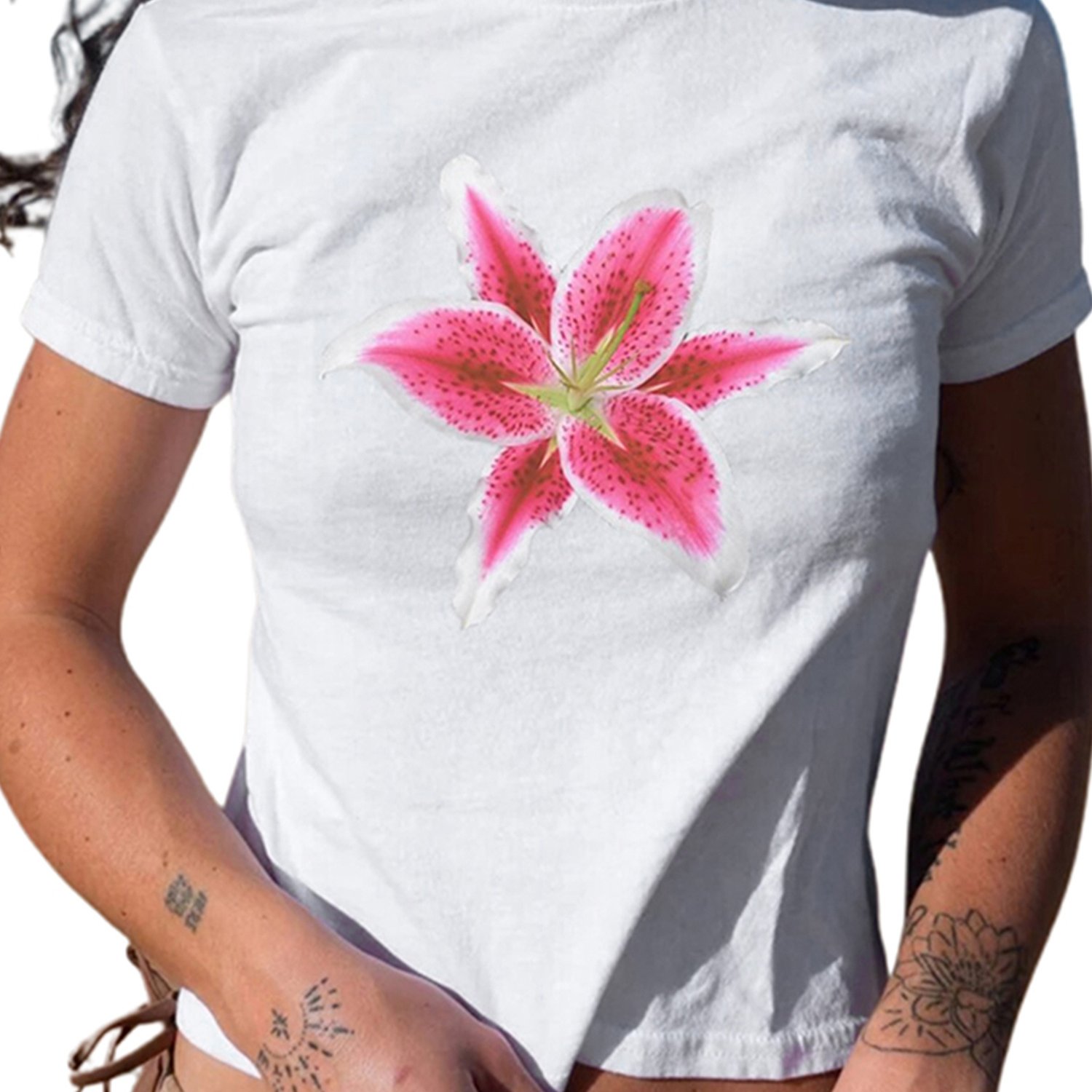 Women Summer T-Shirt Casual Fashionable Print Basic Short Sleeve Tops for Streetwear Aesthetic Grunge Clothes