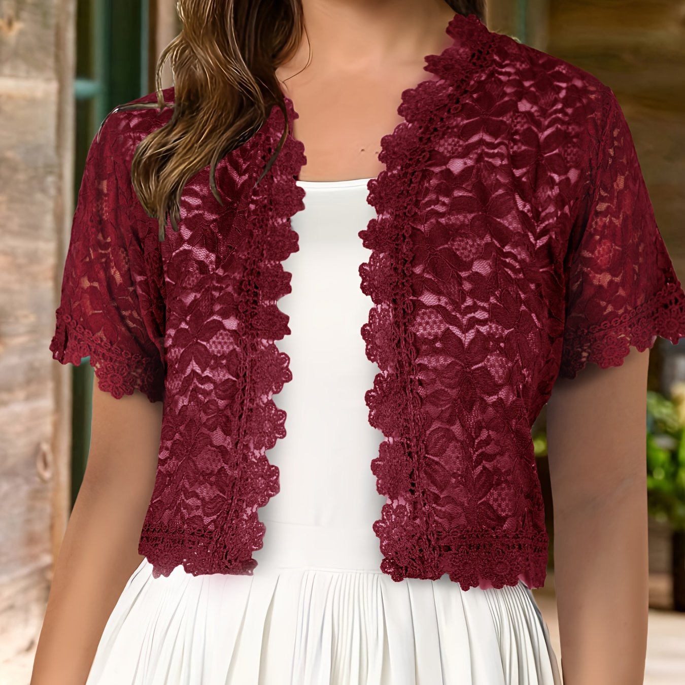 burgundy lace cardigan