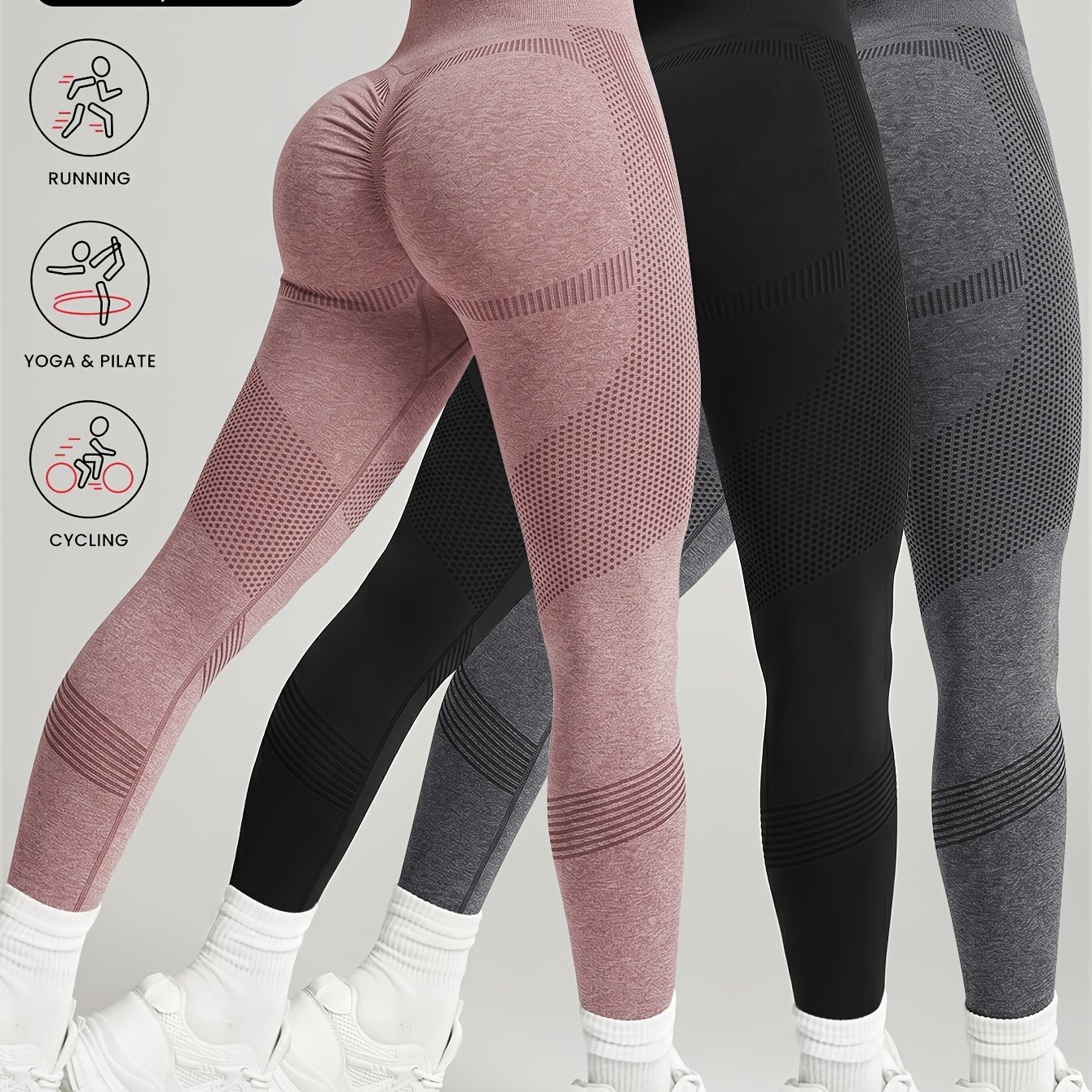 3-pack High-waisted Peach-colored Sweatpants, Versatile For Multiple Occasions