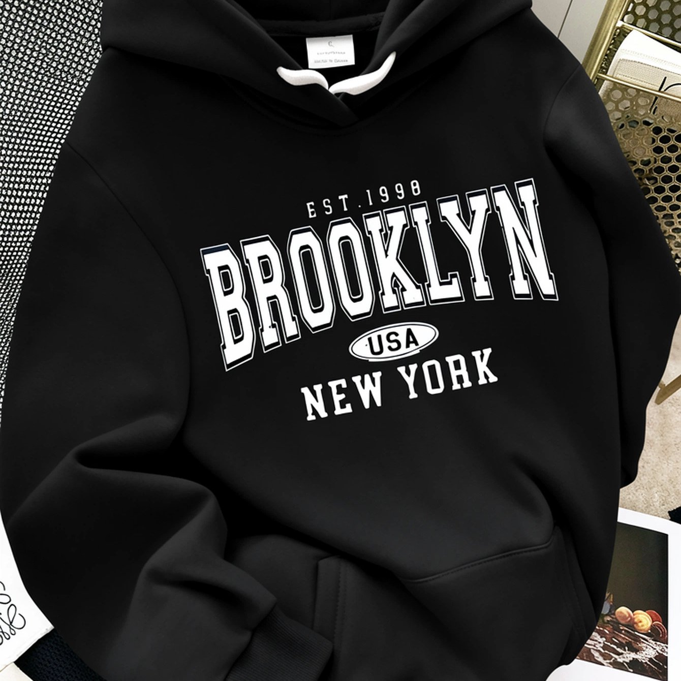 Image of A Brooklyn Usa Theme Design Trendy Hoodie Men's Hoodie High Quality Thick Premium Sweatshirt Autumn Winter Wear For Casual Gift For Who Style