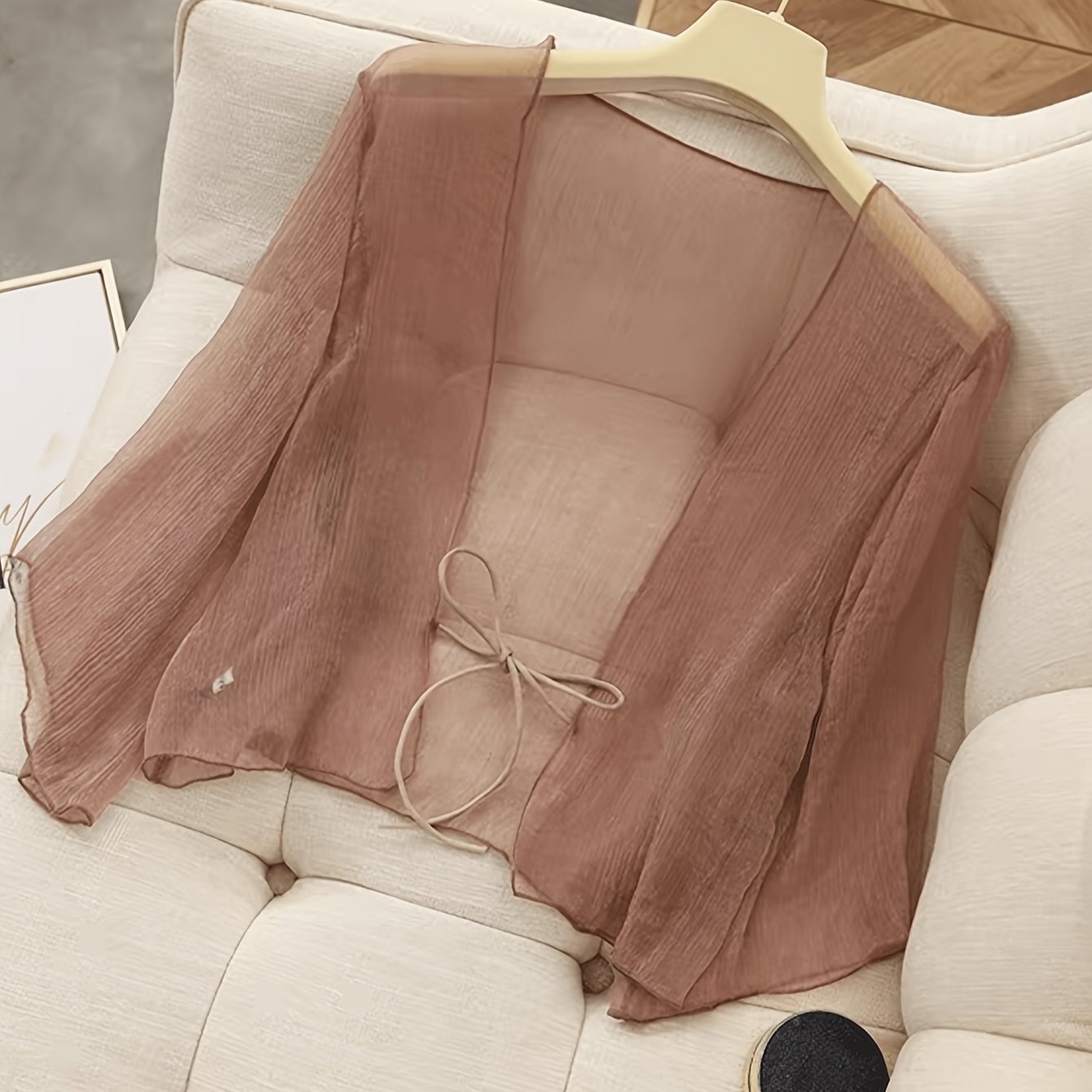 E-shop Schals mit Röcken für den Sommer und Chiffon-Strickjacken für die Strandkleidung für Damen Kurze, lockere, klimatisierte Shirts, dünne Jacken,