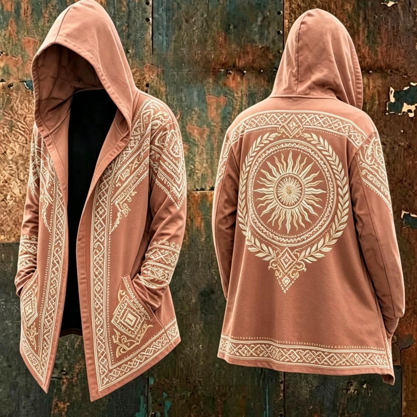 Image of Single 's Hooded Cardigan Jacket (no Zipper), -'s Hooded Cape Sweater, Suitable For Daily Leisure Walking, Outdoor Travel Vacation, Commuting Versatile, Christmas, Halloween Men's Gifts