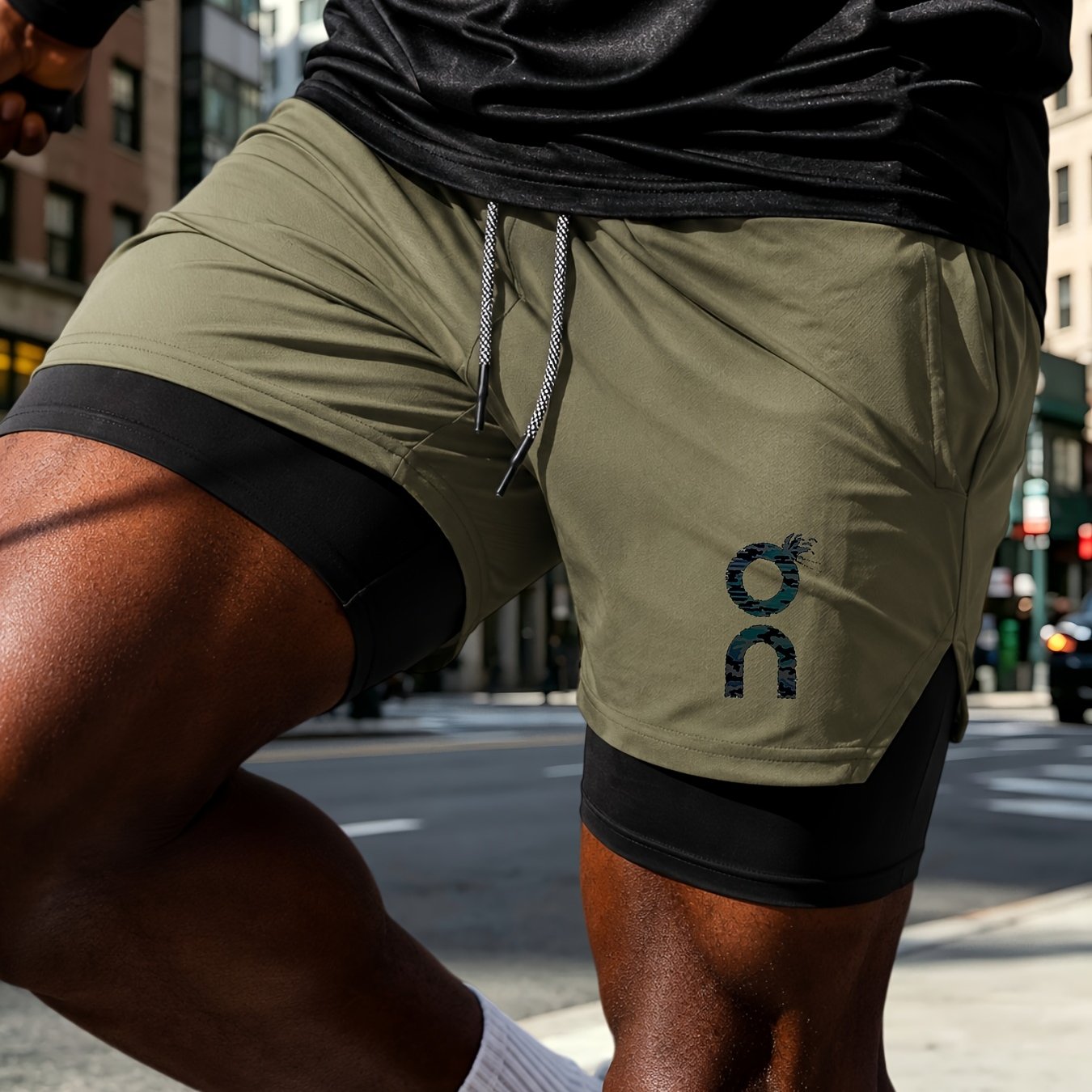 TEMU Pantalones Cortos de Capa para Hombre, Pantalones Cortos Deportivos para , Pantalones de Baloncesto de Entrenamiento de Capa de Secado Rápido,