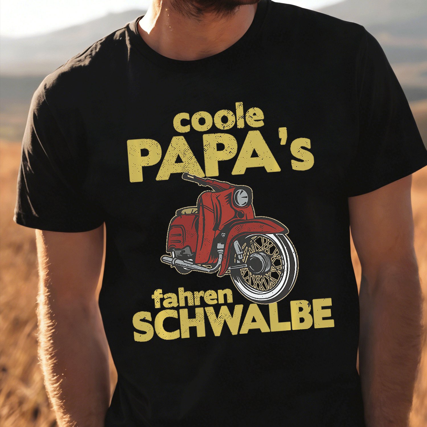 Image of Men' & Women' Kr51 Ddr Moped T-shirt - Retro With Iconic Tire, Unisex Casual Round Neck Tee Suitable For Scooter Enthusiasts, Machine Washable Apparel