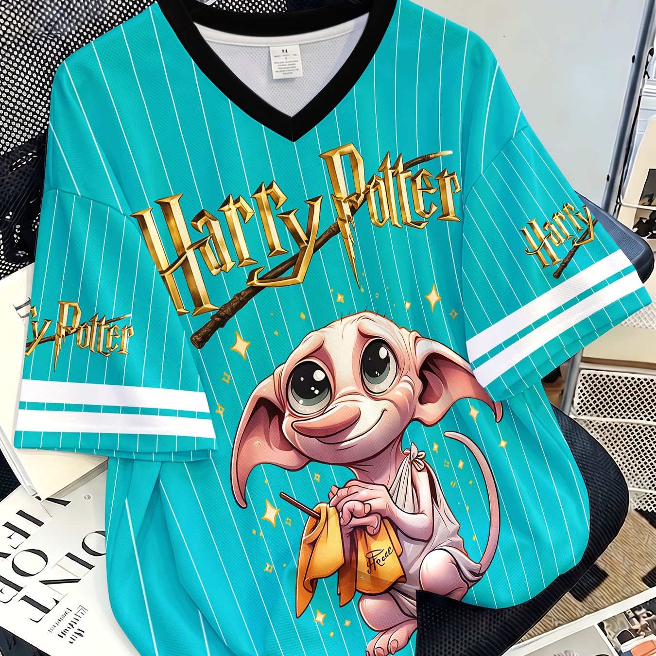 TEMU Plus Size, Harry Potter.dobby.themed Casual Wear, Fashionable, Trendy, Comfortable And Versatile, Perfect For Parties, Camping, Summer ,