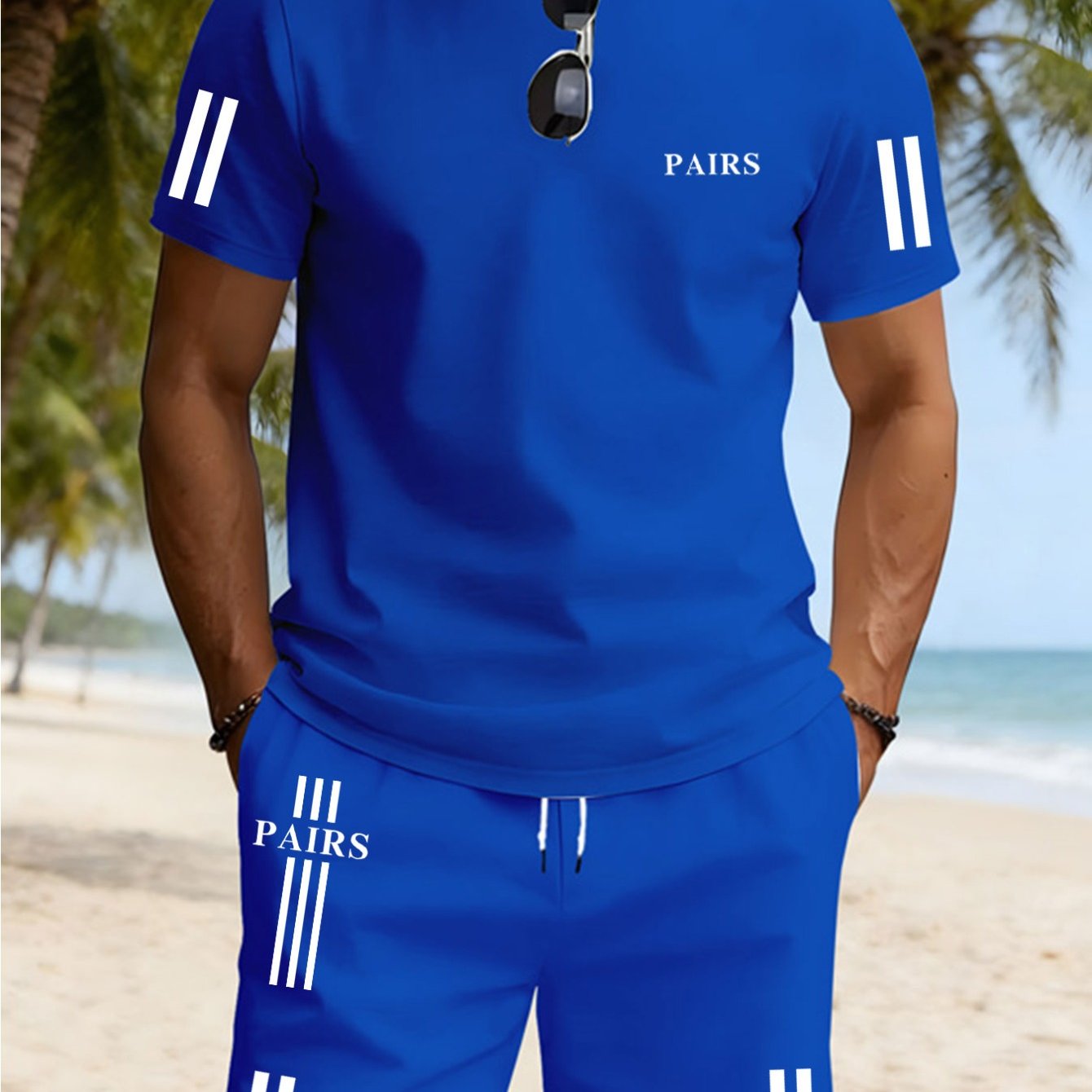 TEMU Men's Fashion Trendy Casual Round Neck Print Short-sleeved Suit, 3d Short-sleeved Suit Men's Pullover Outdoor Sports Casual Short-sleeved