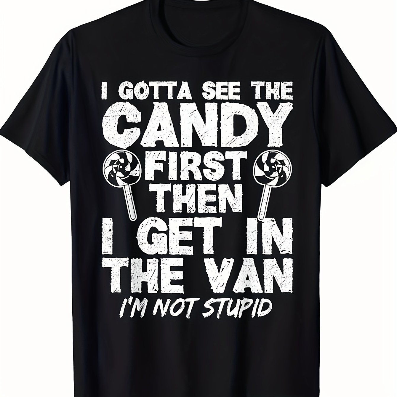TEMU T-shirt Humour Sinistre pour Adultes "I See Candy 'M Not Stupid" pour Homme, T-shirt Tendance, Hauts Élégants pour l'Extérieur et les Acheteurs