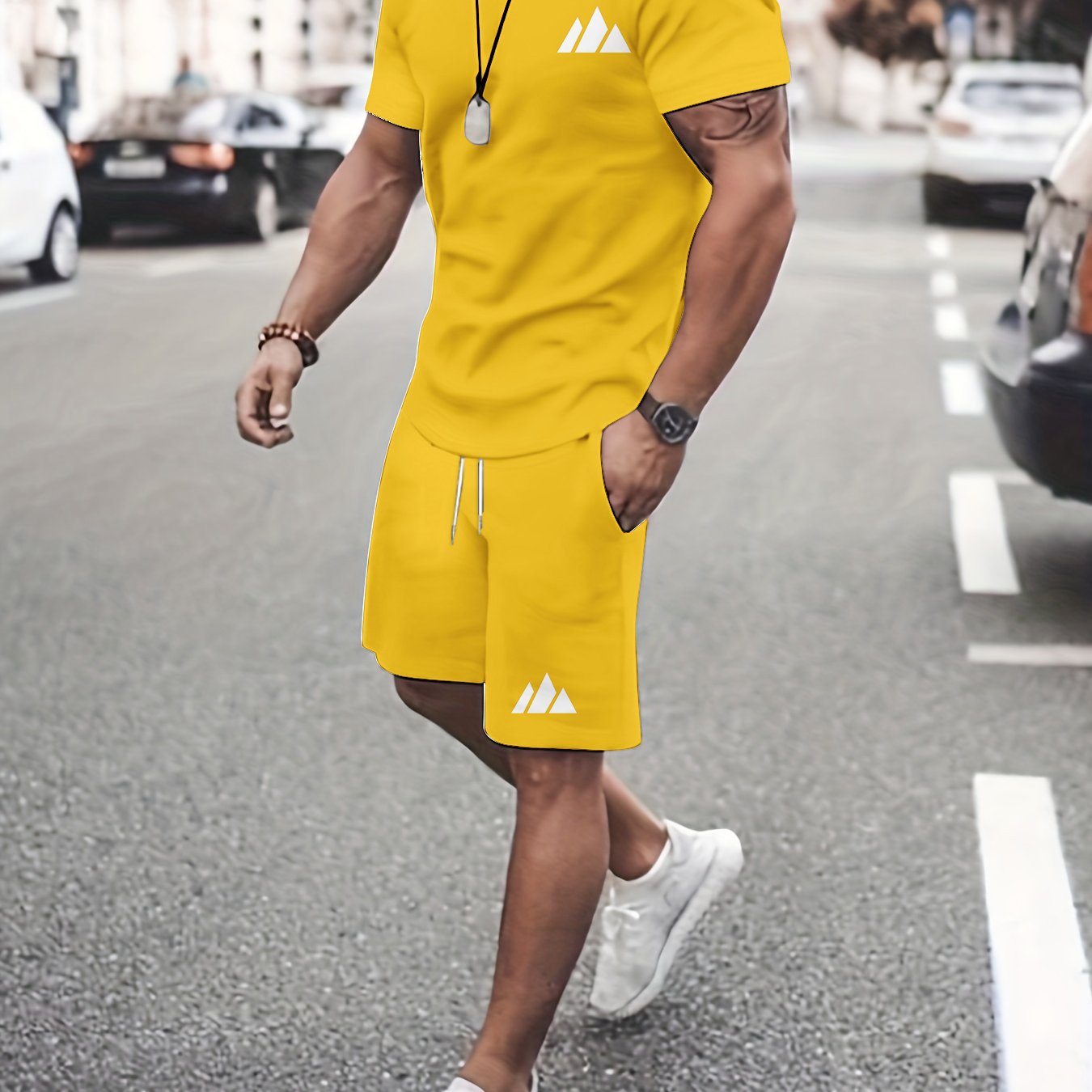 TEMU Individual 2pcs Set, Easy Short Sleeve T-shirt And Casual Shorts, Men's Trendy Basic Outfit