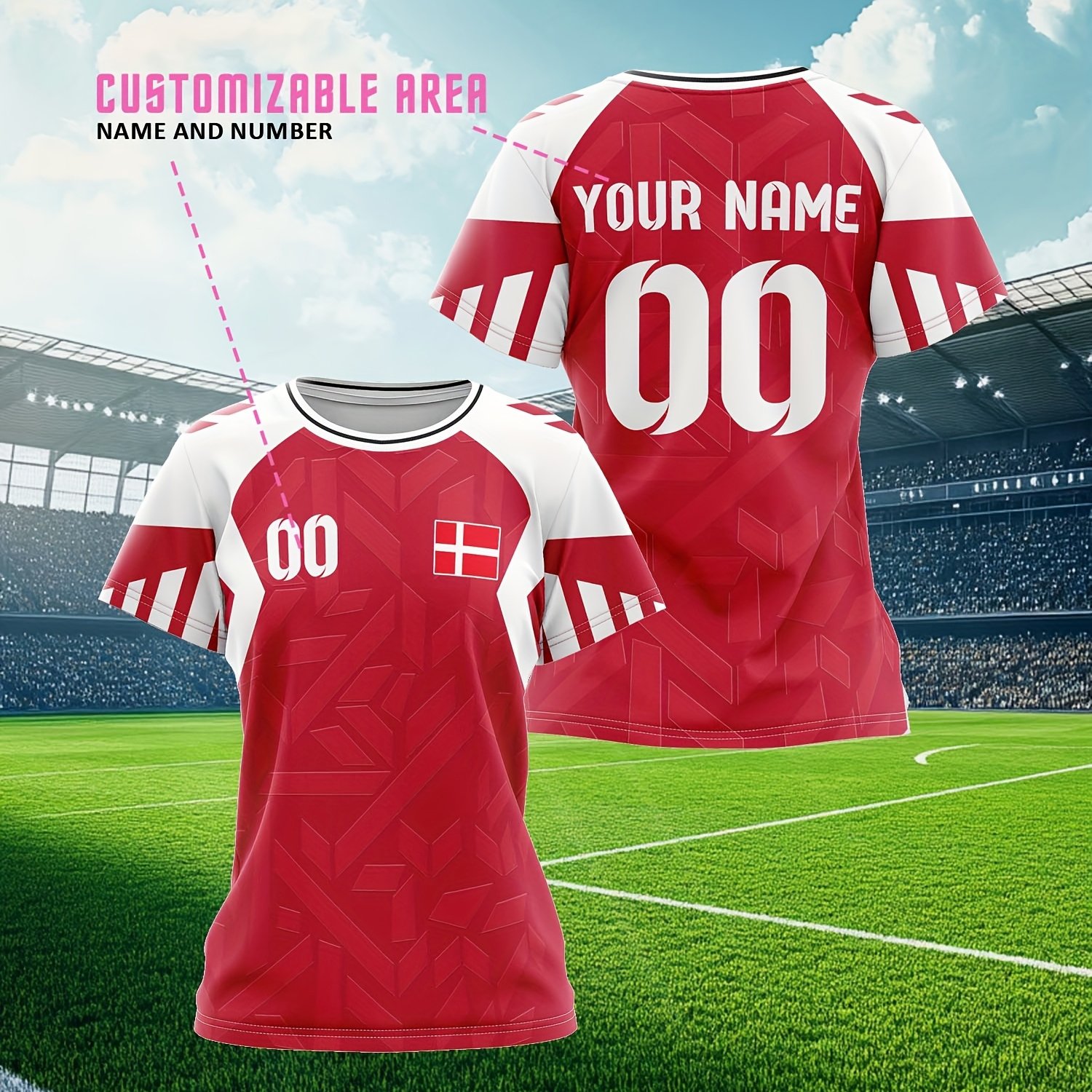 TEMU Japan & Korea Special - Custom Name And Number Women's T-shirt Football Jersey Top For Team, Personal, S,, Comfortable, Breathable, Non-stuffy,