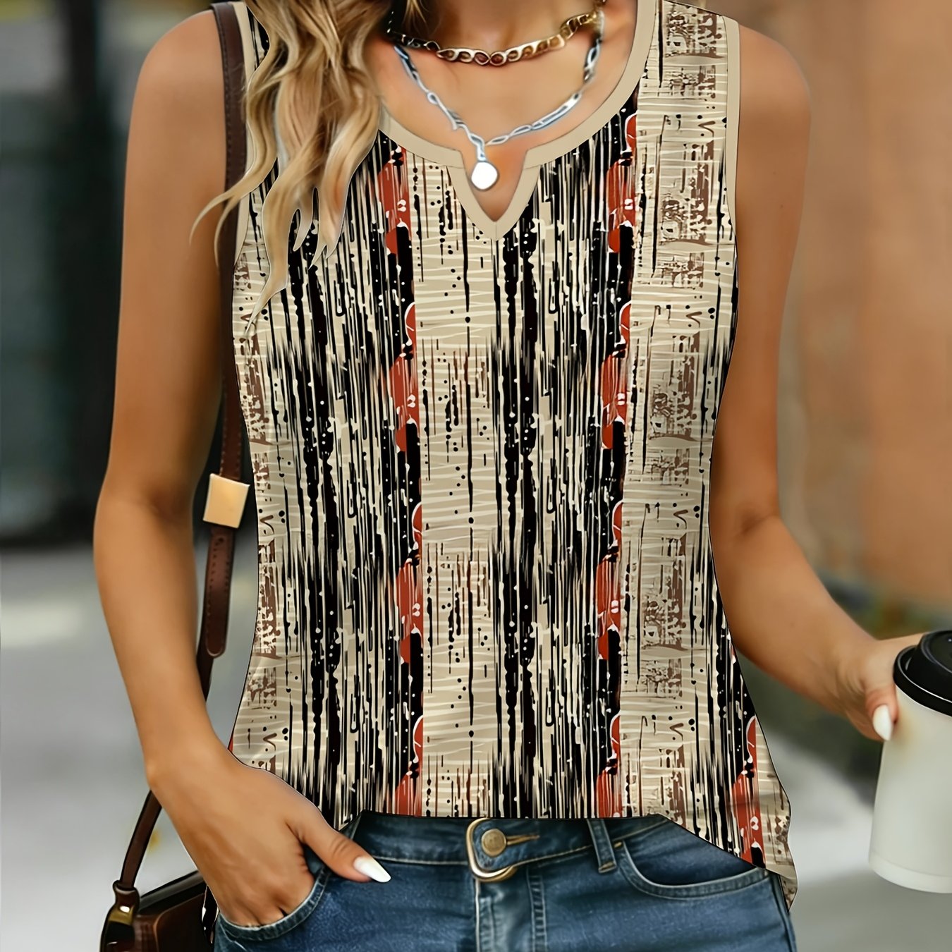 TEMU [targeted] [elegant V-neck Vest] Women's Notched V-neck Sleeveless Vest Slim Commuter Elegant Versatile Inner Match Outerwear