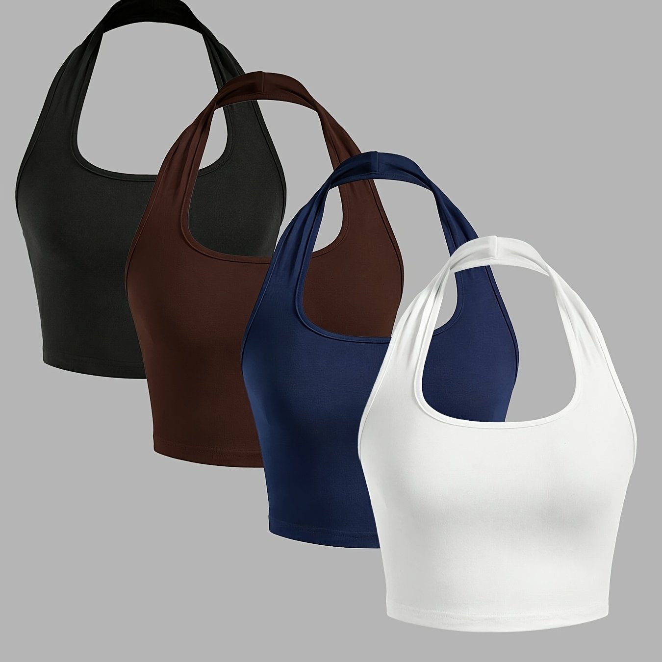 TEMU 4pcs Set New Sexy Vest Halter Neck Strapless Top, Suitable For Women' Color Sexy Casual Vest Top