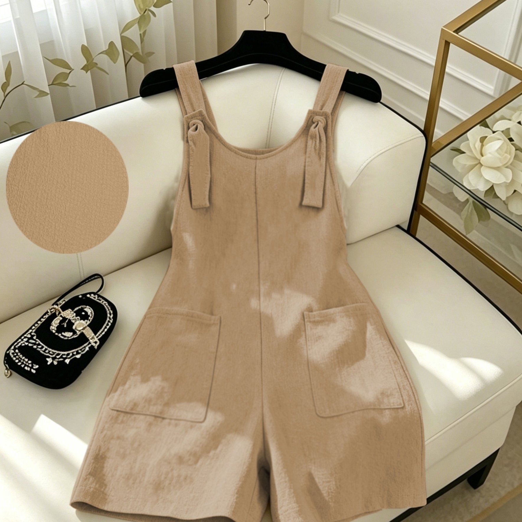 TEMU Women' Color Wide Strap Pocket Simple Casual Loose Bodysuit