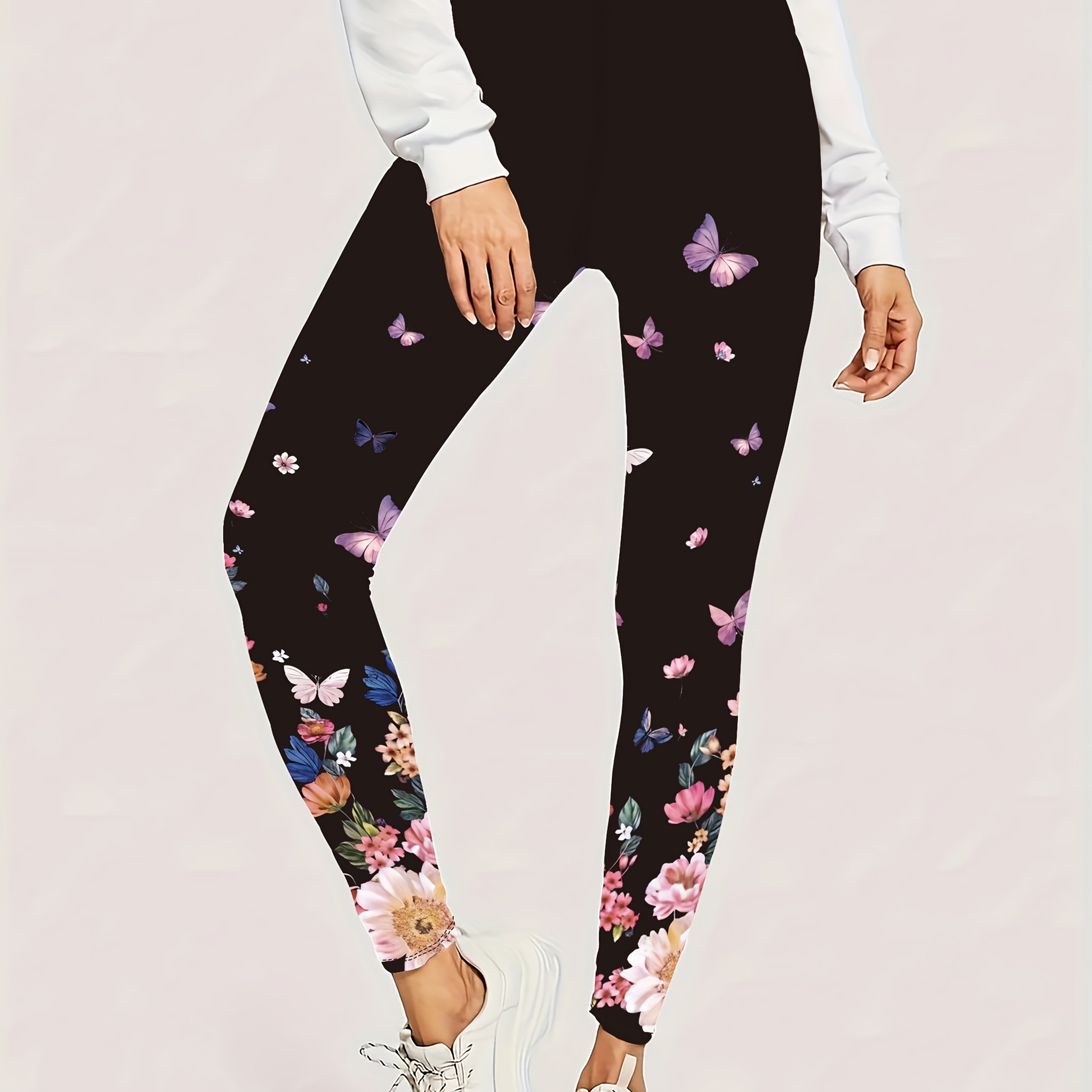women's floral print high waisted stretchy leggings 3d - Temu