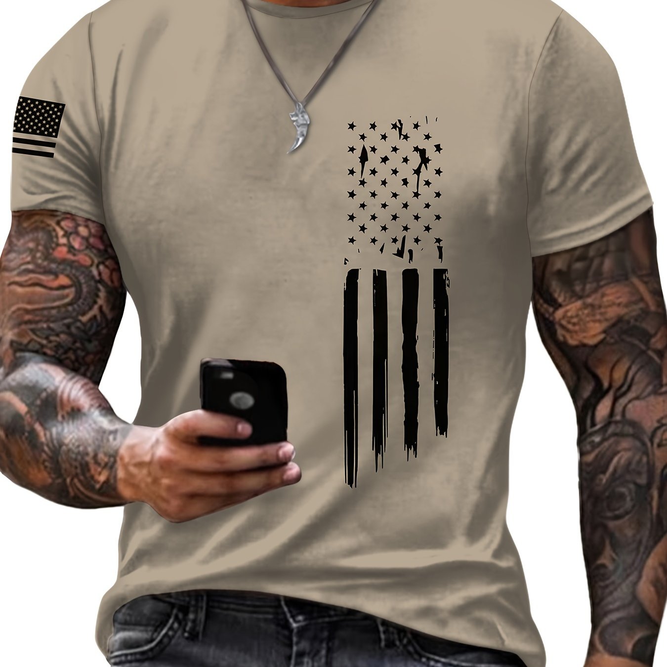 TEMU Men's Trendy Casual Crew Neck Graphic T-shirt With Stylish Prints For Summer Daily Wear