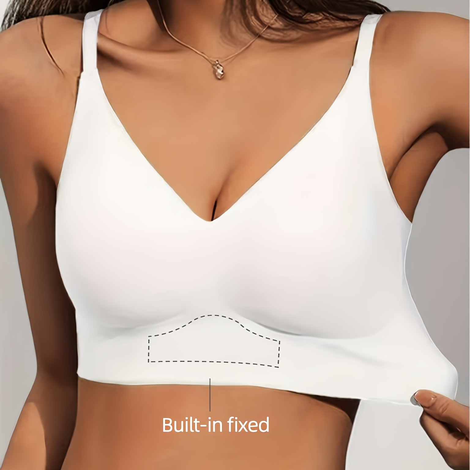 Image of Women's Casual Bra With Fixed Cups, Small Bust Gathering Effect, Lifting Support To Prevent Sagging, Seamless Comfortable Underwear, Vest Style For Daily Wear And Sports
