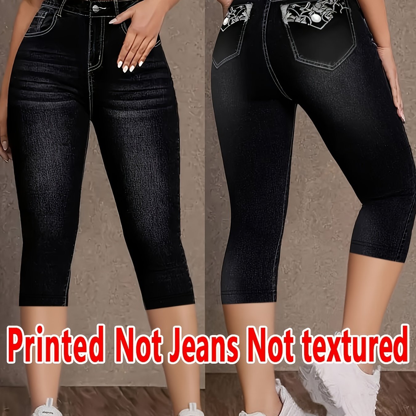 Image of [printed Leggings - Not Denim Fabric]printed Legging - Not Denim Fabric Women's Slim Fit 7/8 Pants Denim Print Fashion Women's Leggings