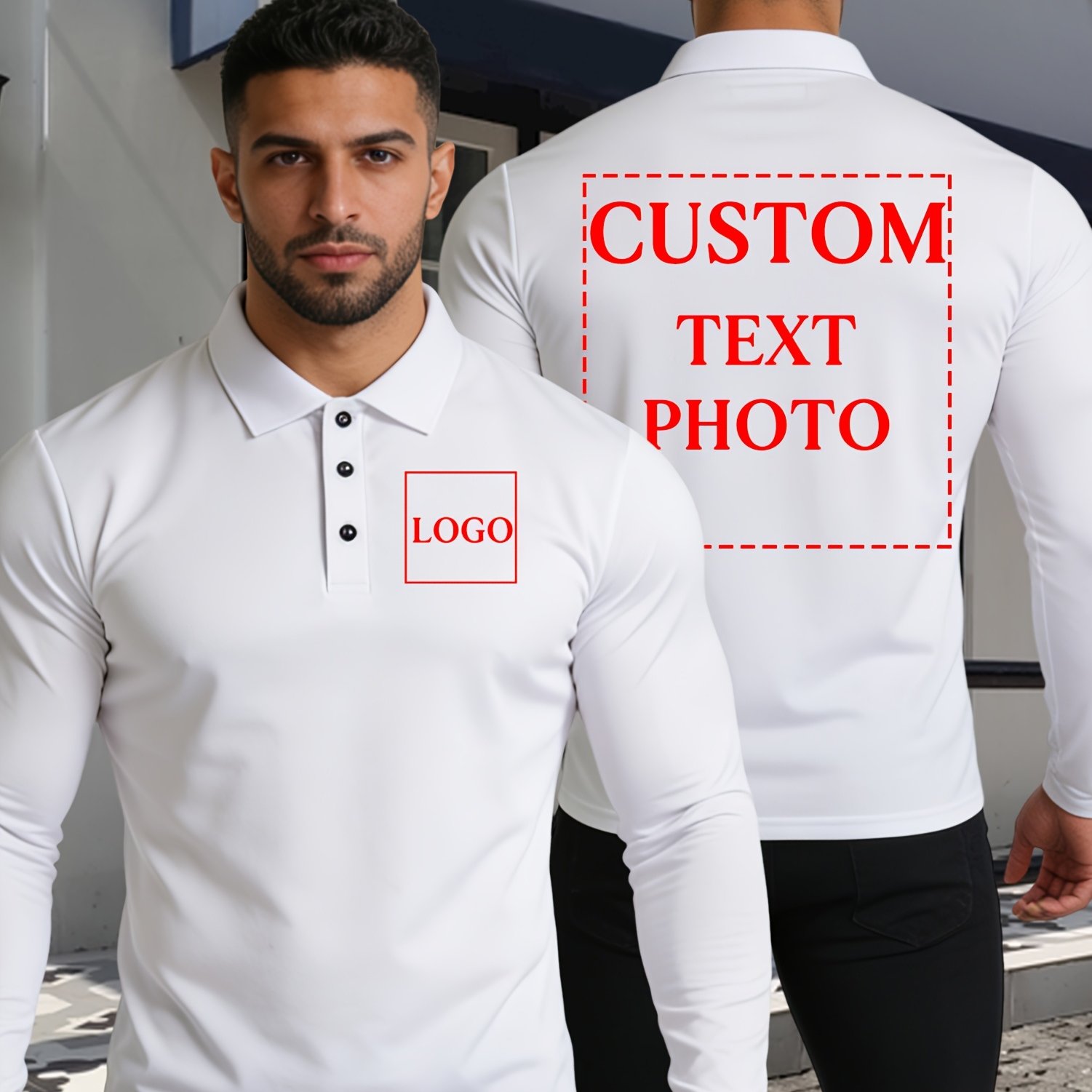 TEMU Custom Long-sleeve Shirts, Quick- Casual Long-sleeve T-shirts Printed With Photos And Logos, Unisex Suitable For Everyday Wear, Team Uniforms,