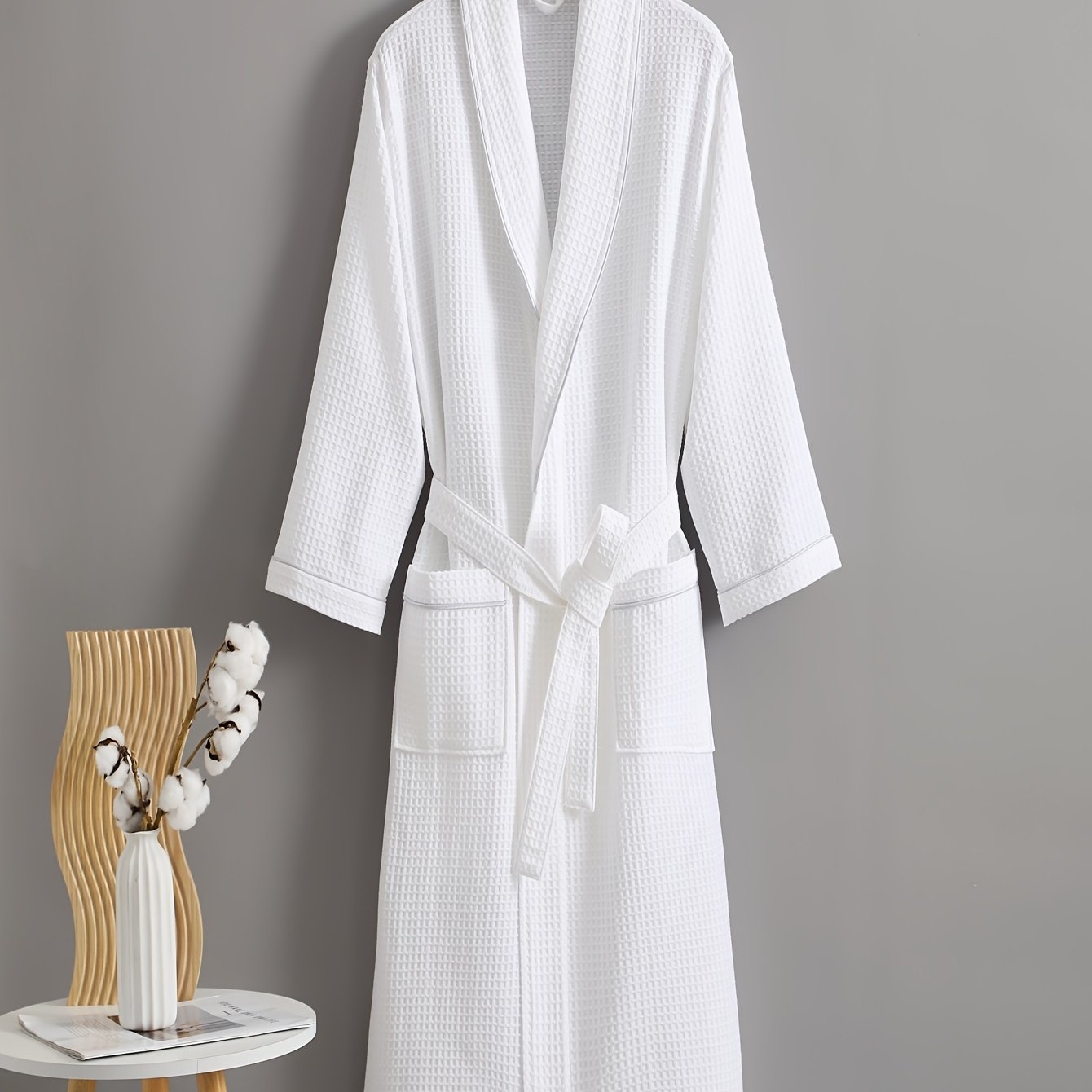 Thickened Waffle Style Couple Bathrobe, High-end Sleeping Robe, Absorbent Quick Drying Yukata, Men's And Women's Sleeping Robe, Yukata