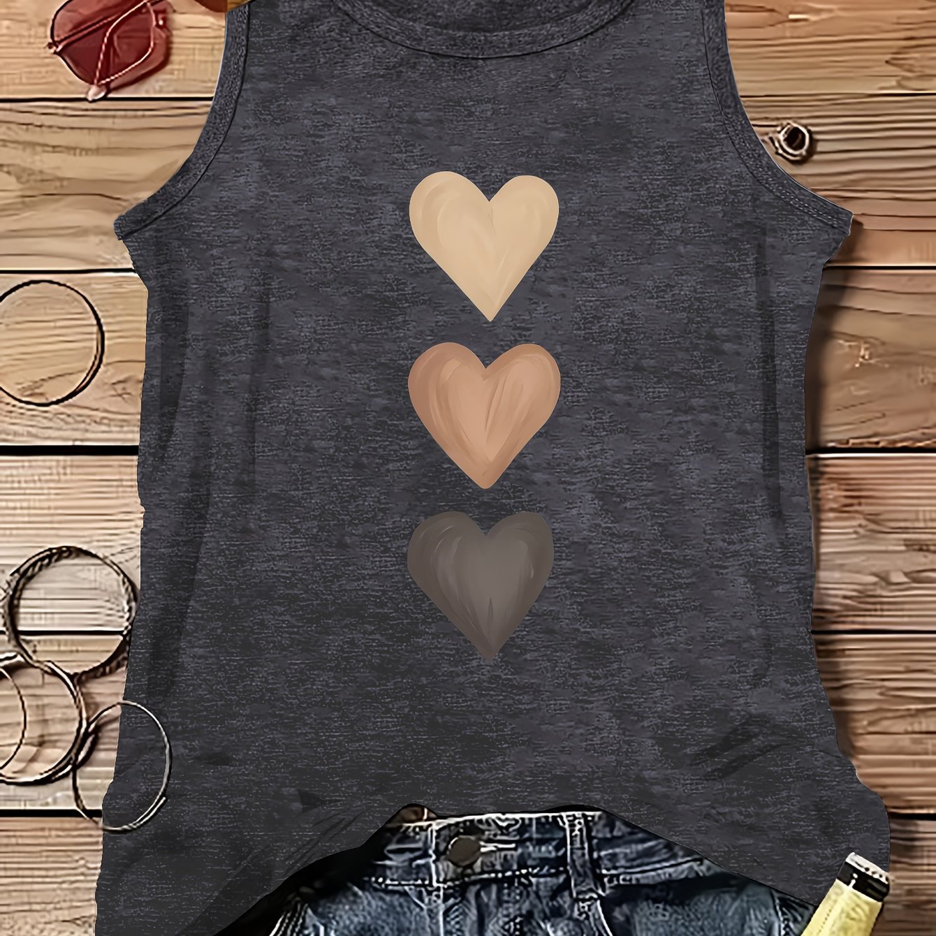 TEMU Graphic Print Tank Top, Sleeveless Casual Top For Summer & Spring, Women's Clothing