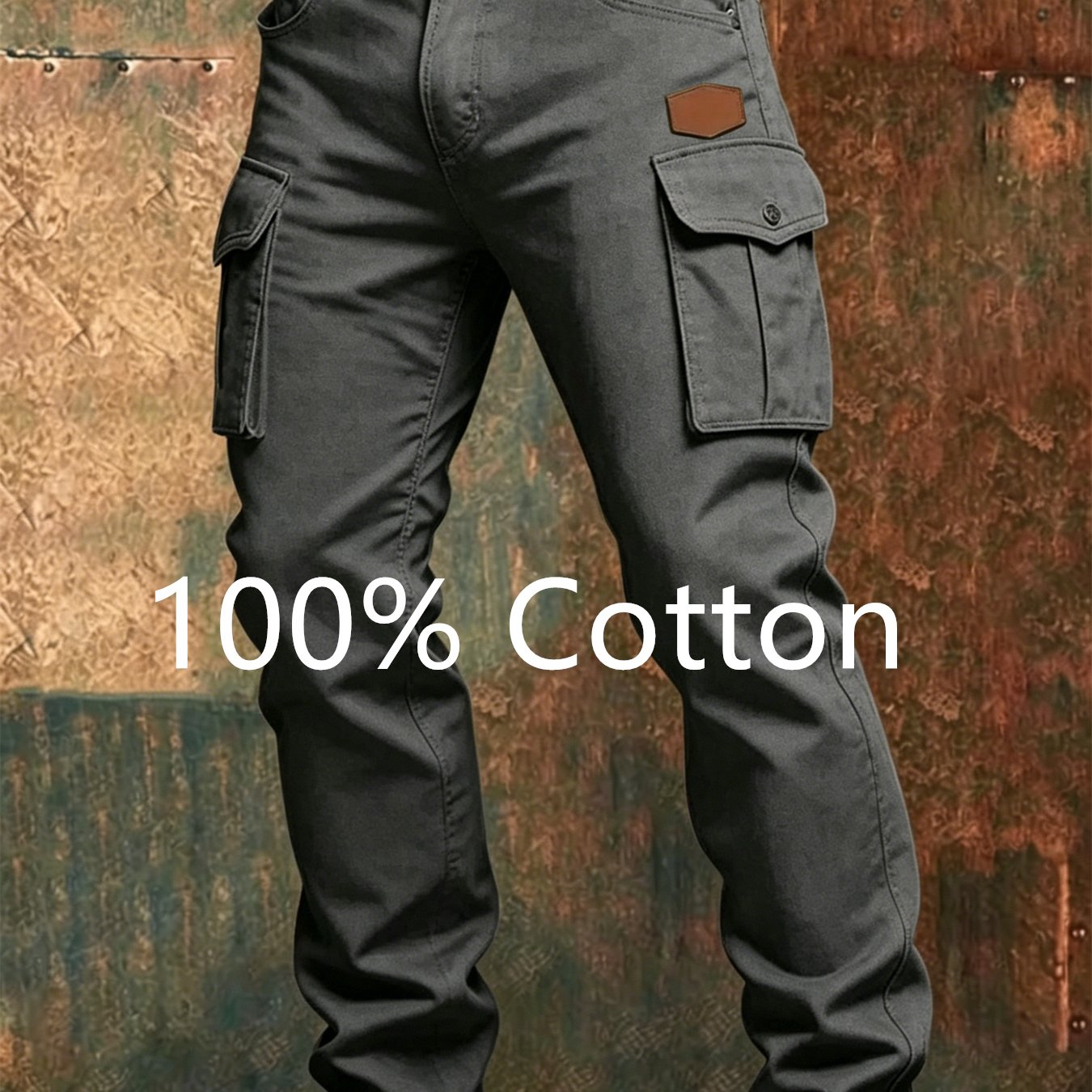 New Style 100% Cotton Spring And Autumn Fashion Solid Color Men's Work Pants Casual Multi-pocket Jogging Commuting Long Pants