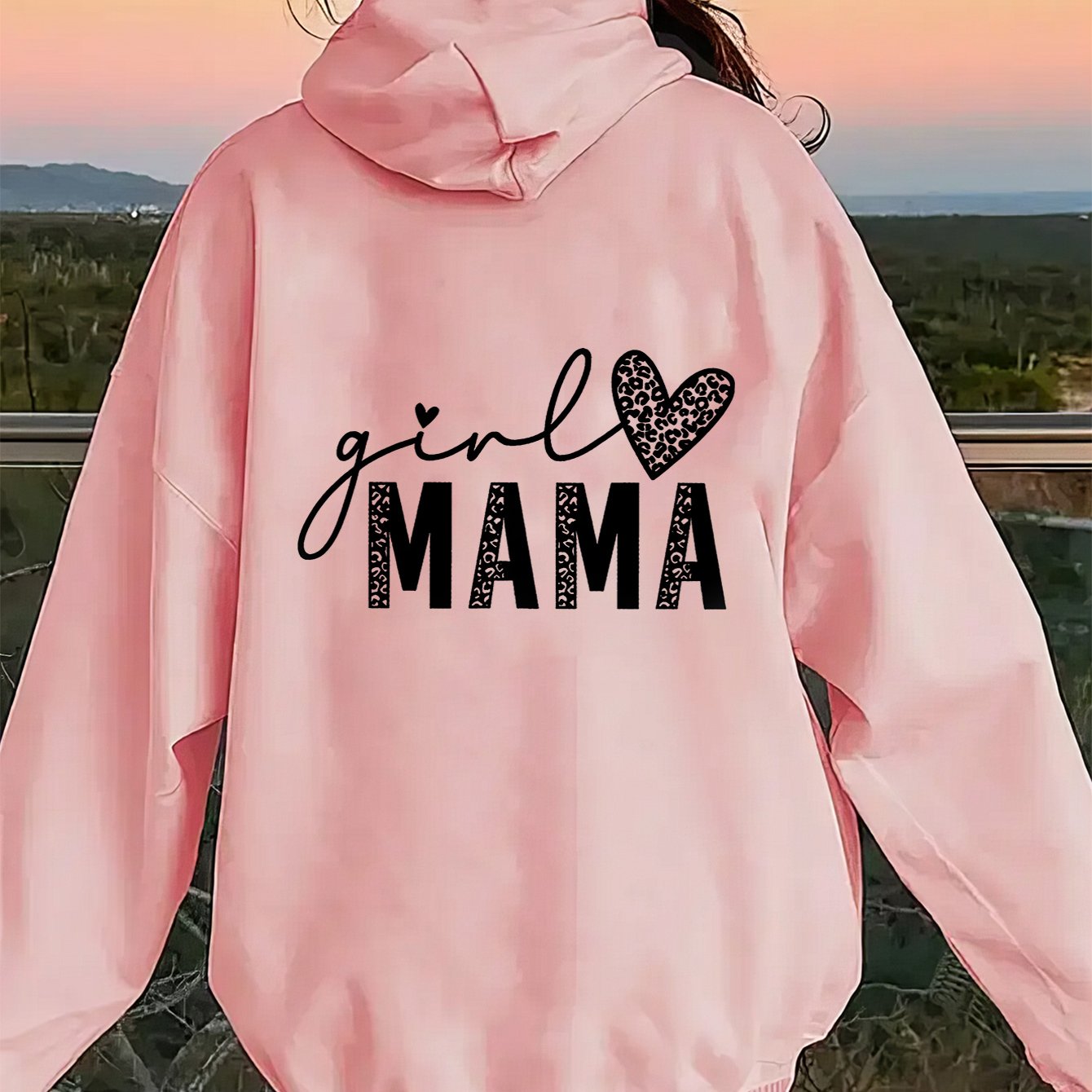 TEMU Women's Casual Zip-up Hoodie With Pockets, Mama Graphic Print On Back, Full-zip Closure, Soft Breathable Lightweight Pullover, Suitable For,,