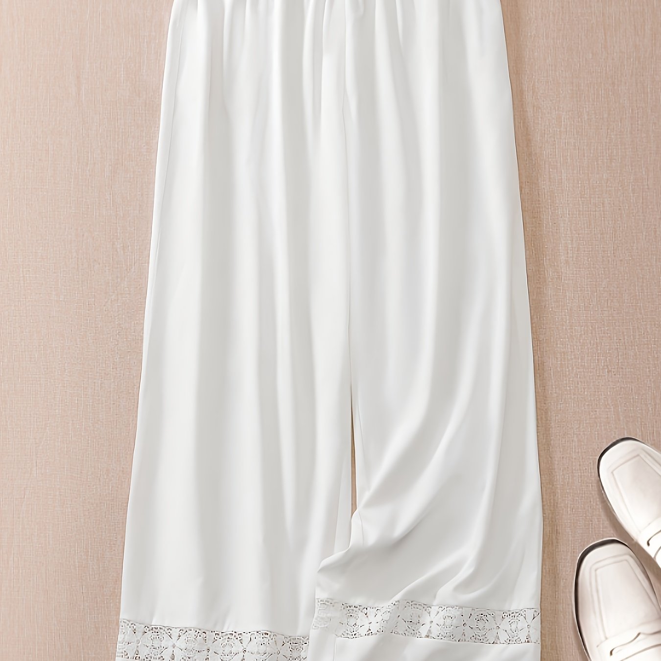 E-shop Plus Size - Plus Size - Damen Patchwork Spitze Weiße Gerade Hose