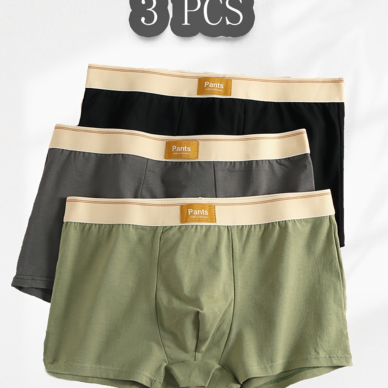 3-pc Men's Flat Briefs, Soft And Skin-friendly, Trendy Contrast Colors, High Elasticity And Non-deformable