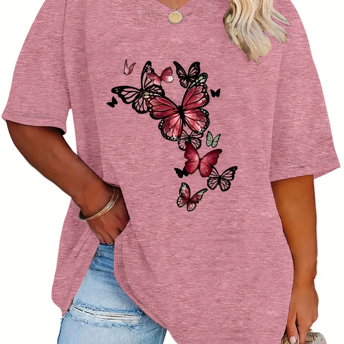 TEMU Plus Size - Plus Size - Spring And Summer New Plus Size Women's Luxury Golden Pattern Combination Print Loose Drop Shoulder Short-sleeved Shirt