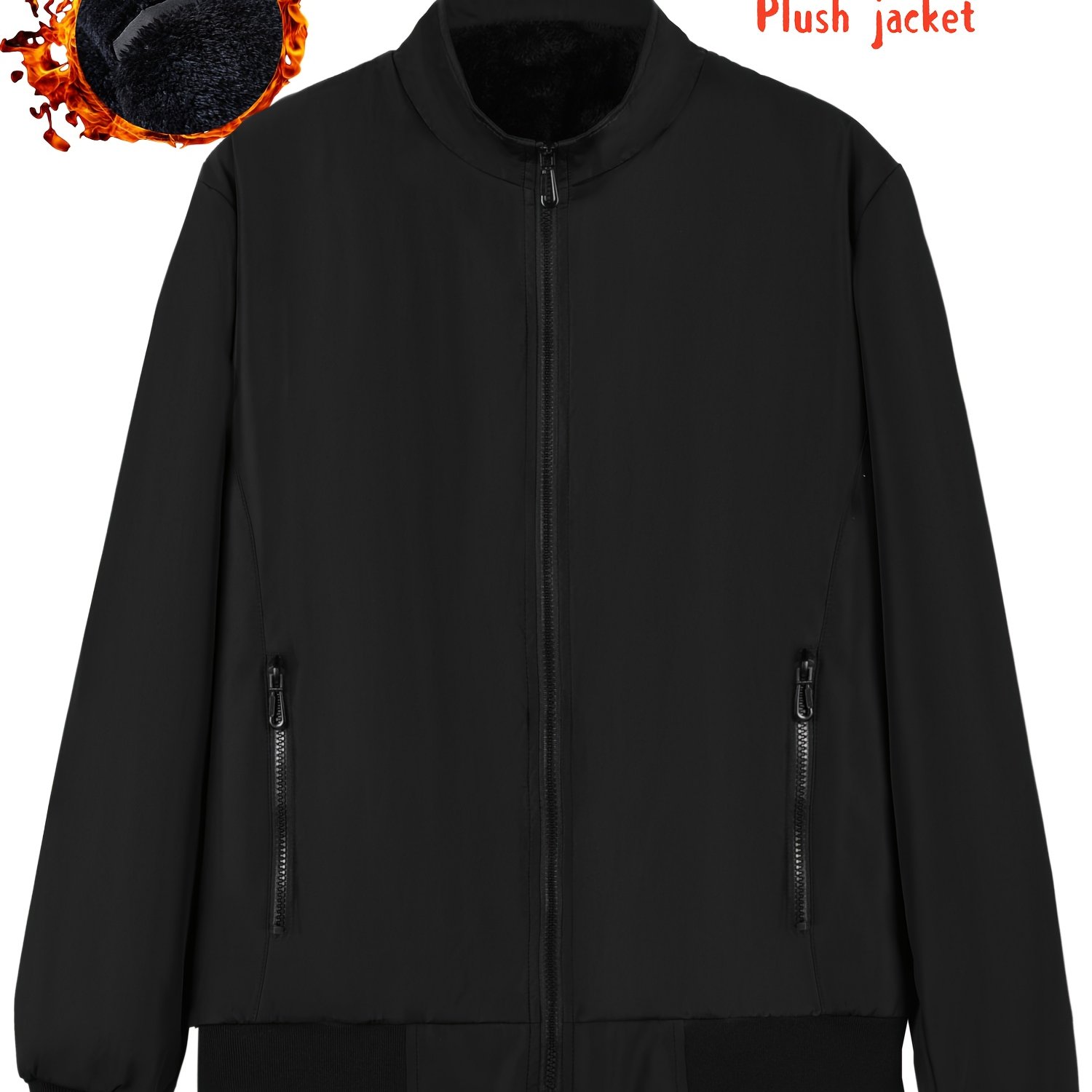 TEMU Men's Autumn And Winter Jacket, Fleece Jacket, Warm Jacket, Stand Collar Jacket, Winter Commuting Light Fleece Jacket, Polyester Fiber Non