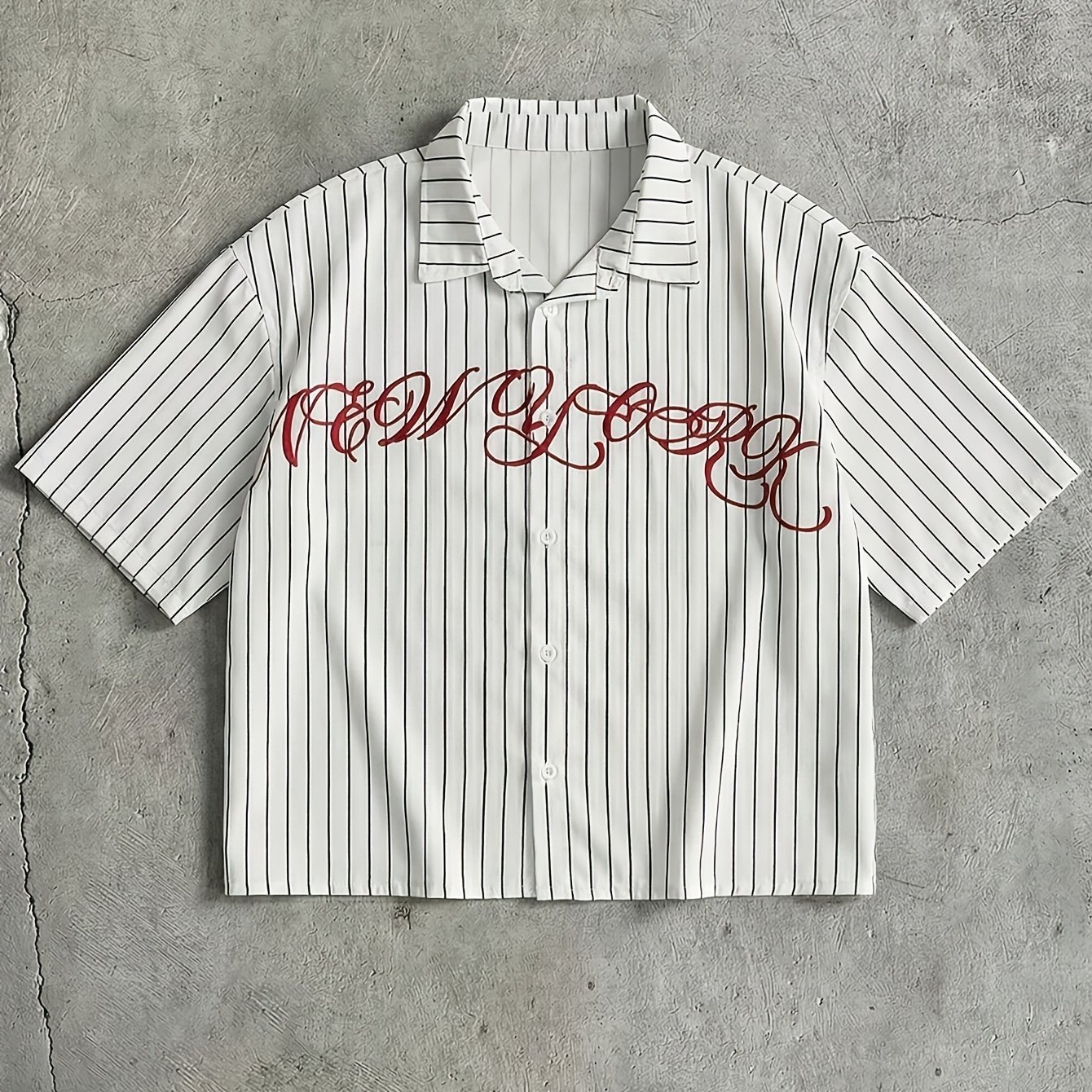 TEMU Men's Versatile Striped Short-sleeve Casual Shirt, A Cropped Style Suitable For Spring And Summer Wear