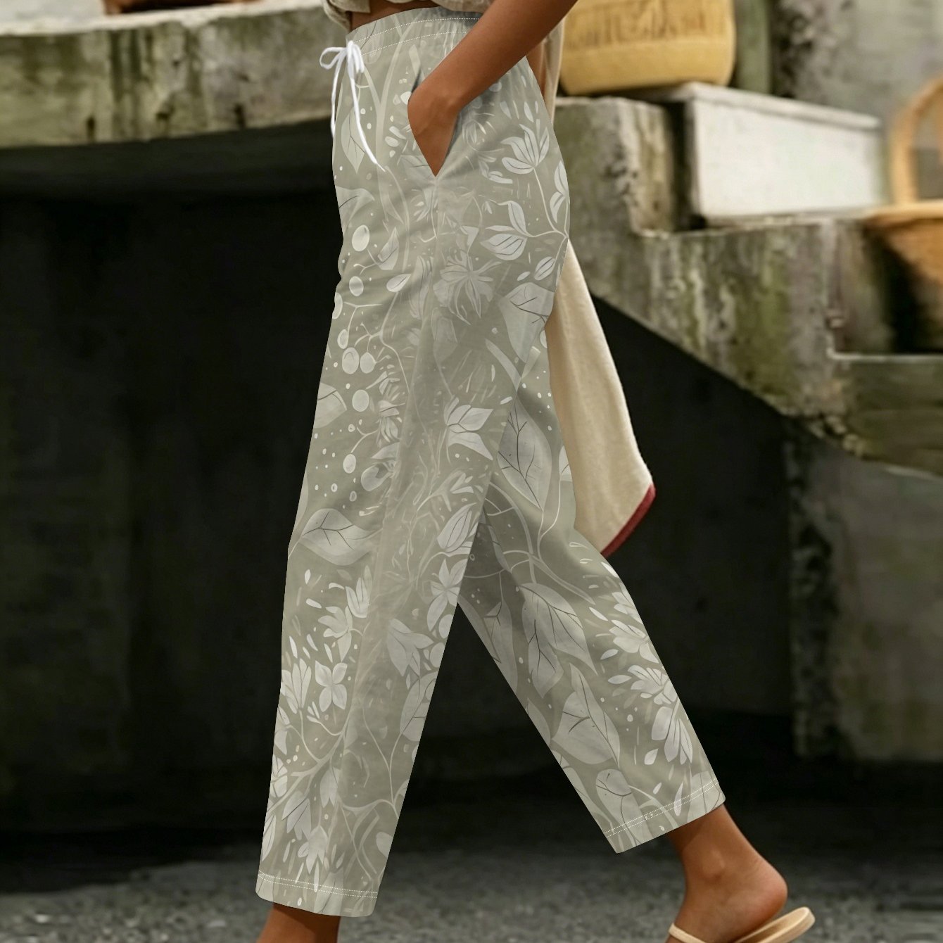TEMU New Women's Long Pants, Regular Fit Casual All-match Comfortable Straight Trousers For And Home, Trendy Printed Length