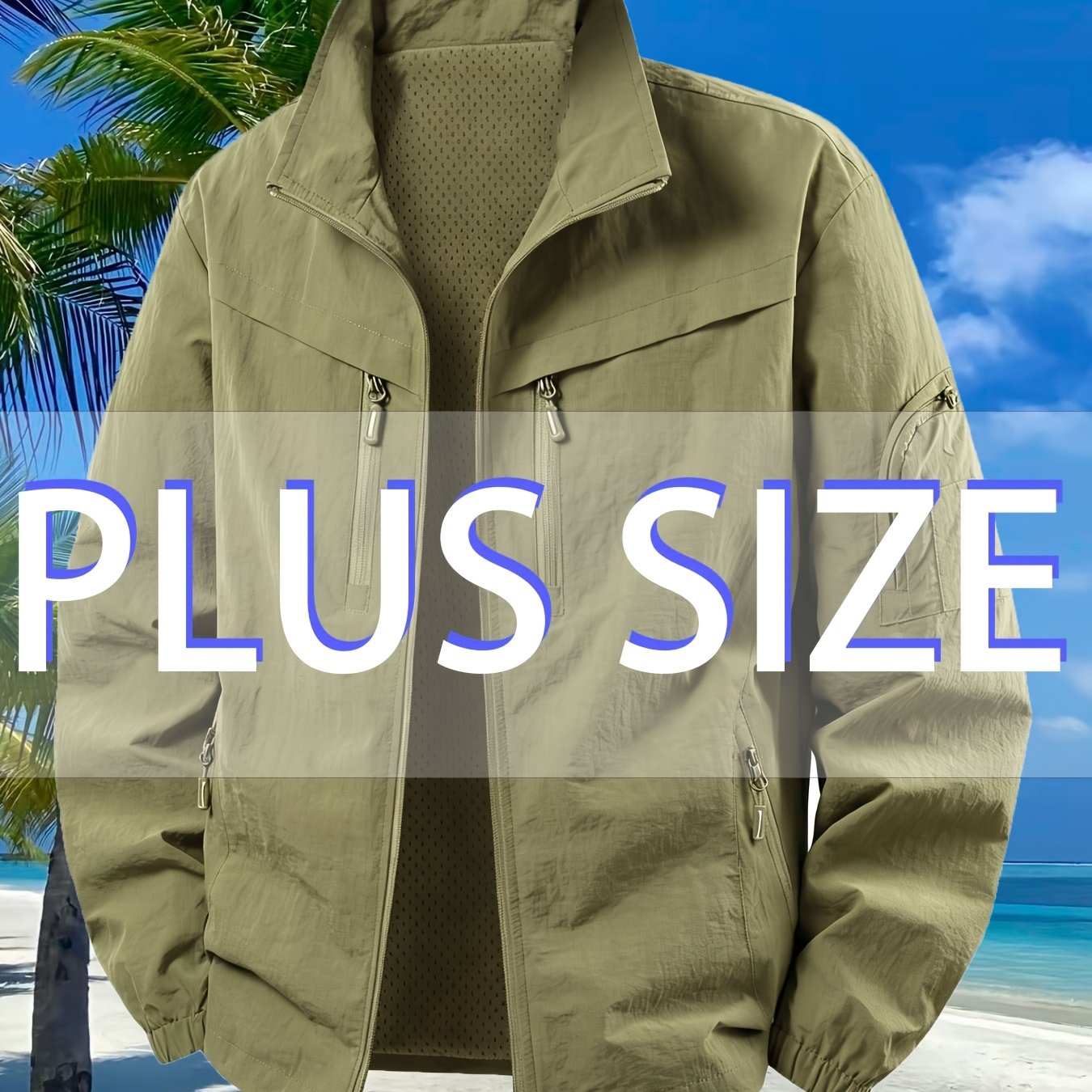 TEMU Plus Size Men's Extra Wide Jacket, Lightweight Lapel Jacket For Outdoor And Travel, Casual Loose Fit Jacket For Spring And Autumn, Plus Size