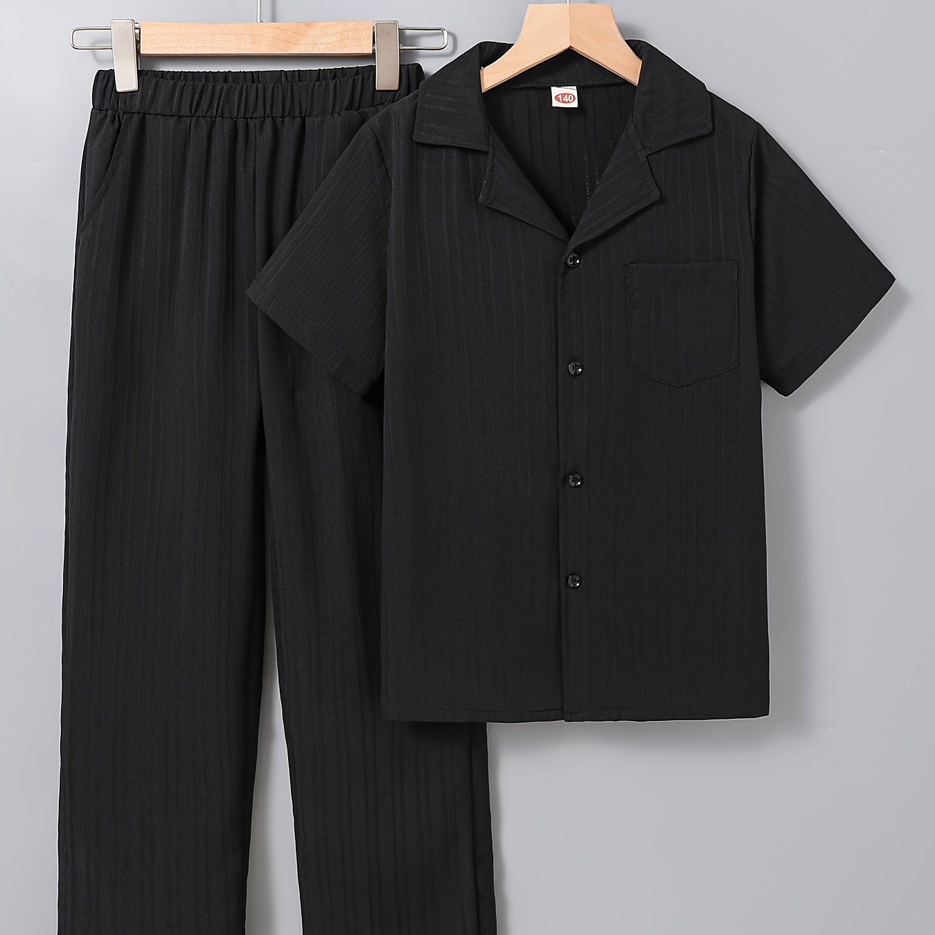 E-shop Großformatige Jungenkleidung Jungen-Outfit für Frühling, Sommer Herbst. Zurück-zur-Schule-, Abschluss-. Einfarbiges Gewebtes Modisches Casual